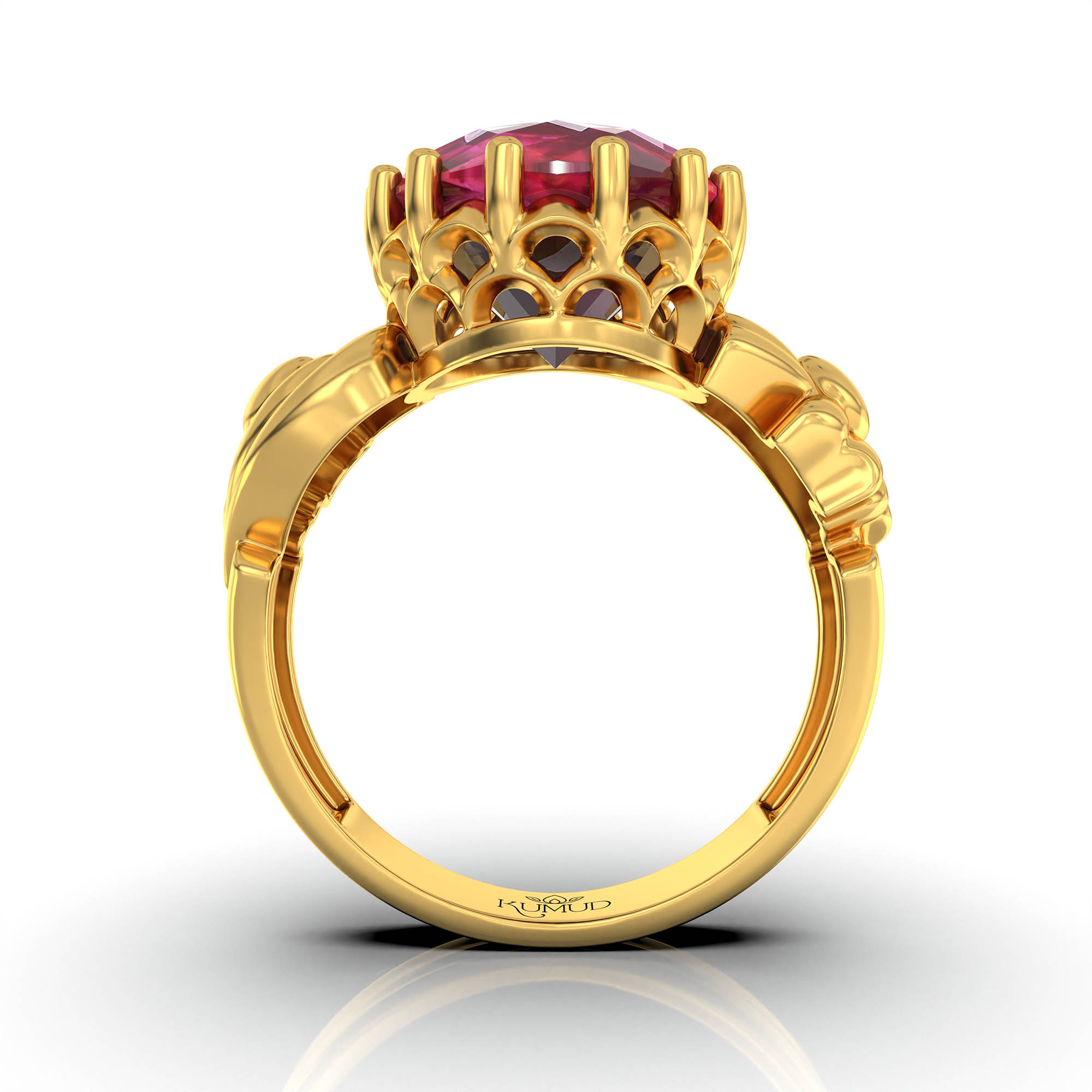 Ruby (Manik) Antique Ring for Women in 22K Yellow Gold – Oval 13x10 mm, Prong Setting, 4 g (Design KA-2) thumbnail