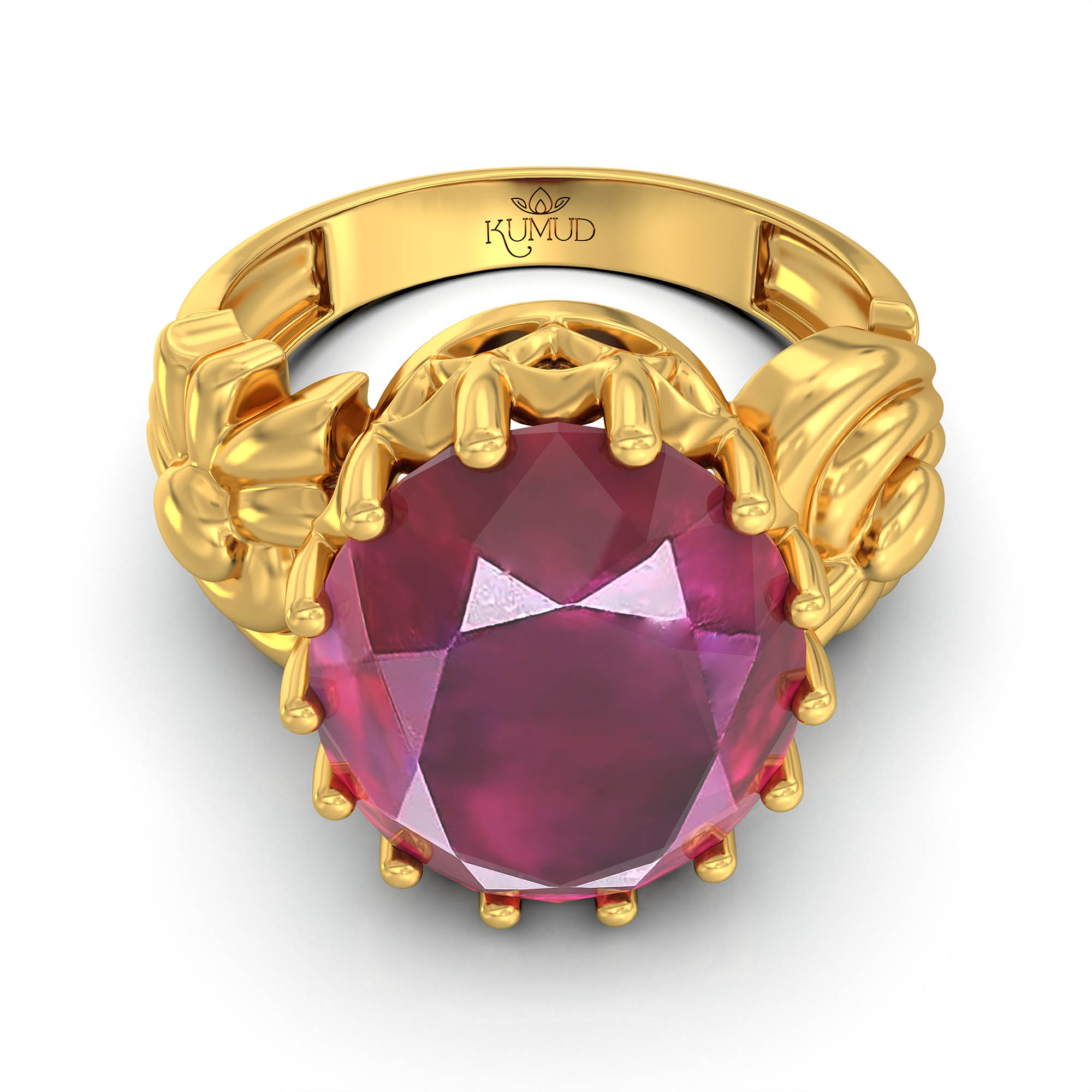 Ruby (Manik) Antique Ring for Women in 22K Yellow Gold – Oval 13x10 mm, Prong Setting, 4 g (Design KA-2) thumbnail