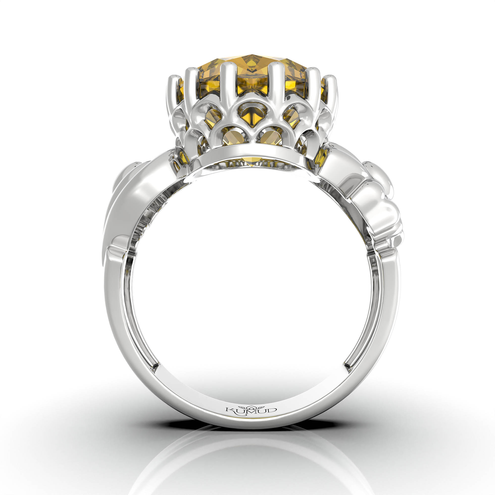 Yellow Sapphire (Pukhraj) Ring for Women in 925 Sterling Silver – Oval 13x10 mm, Prong Setting, 2.4 g (Design KA-2) thumbnail