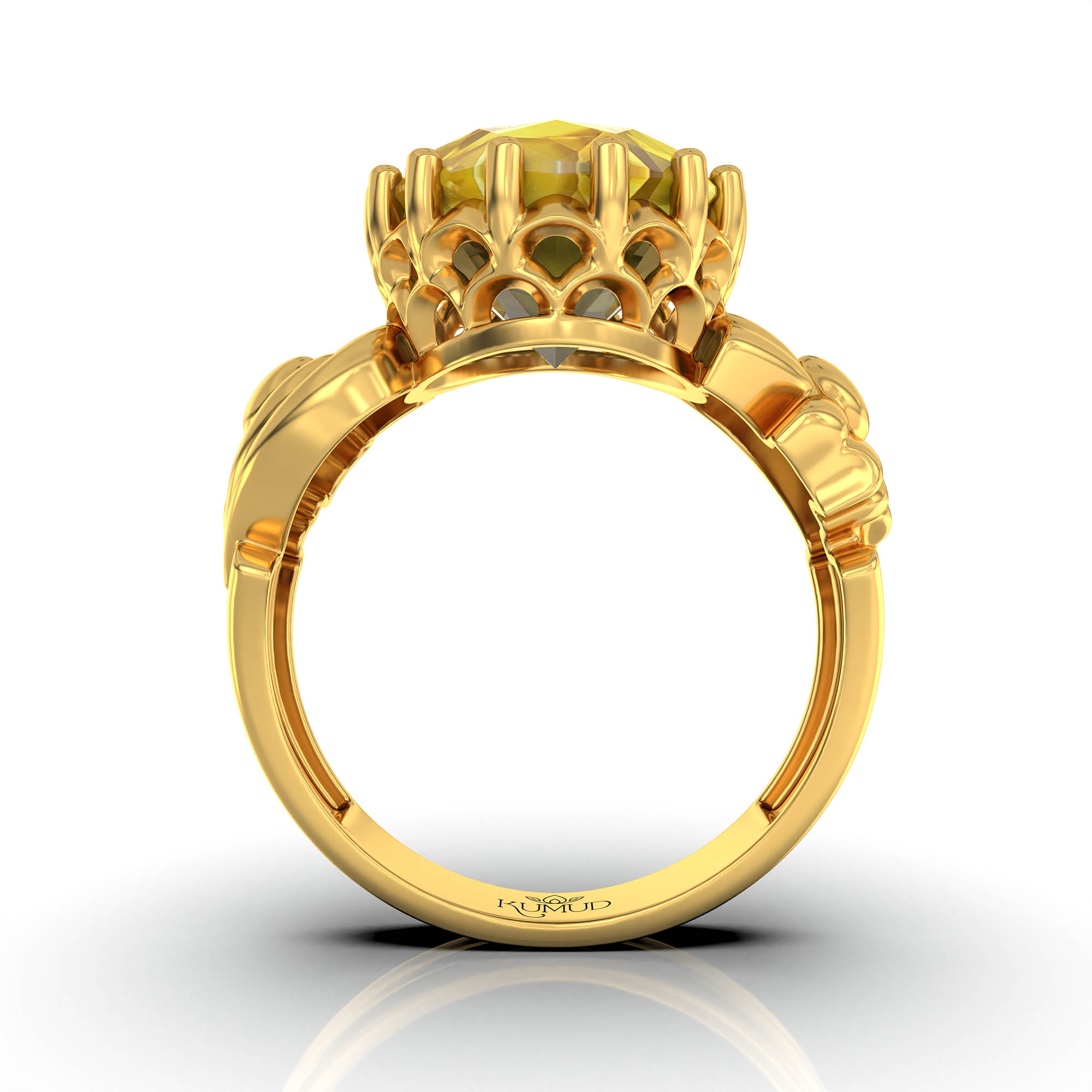 Yellow Sapphire (Pukhraj) Antique Ring for Women in 22K Yellow Gold – Oval 13x10 mm, Prong Setting, 4 g (Design KA-2) thumbnail