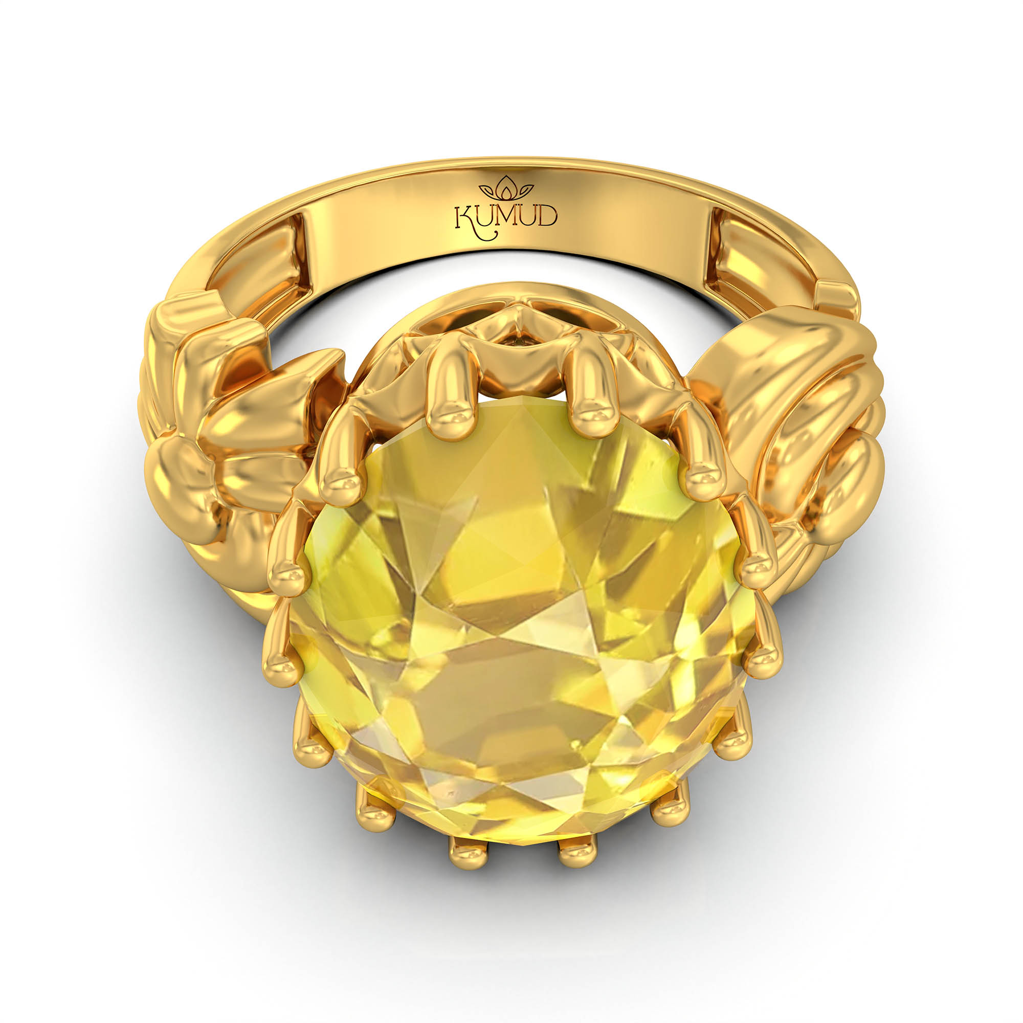 Yellow Sapphire (Pukhraj) Antique Ring for Women in 22K Yellow Gold – Oval 13x10 mm, Prong Setting, 4 g (Design KA-2) thumbnail