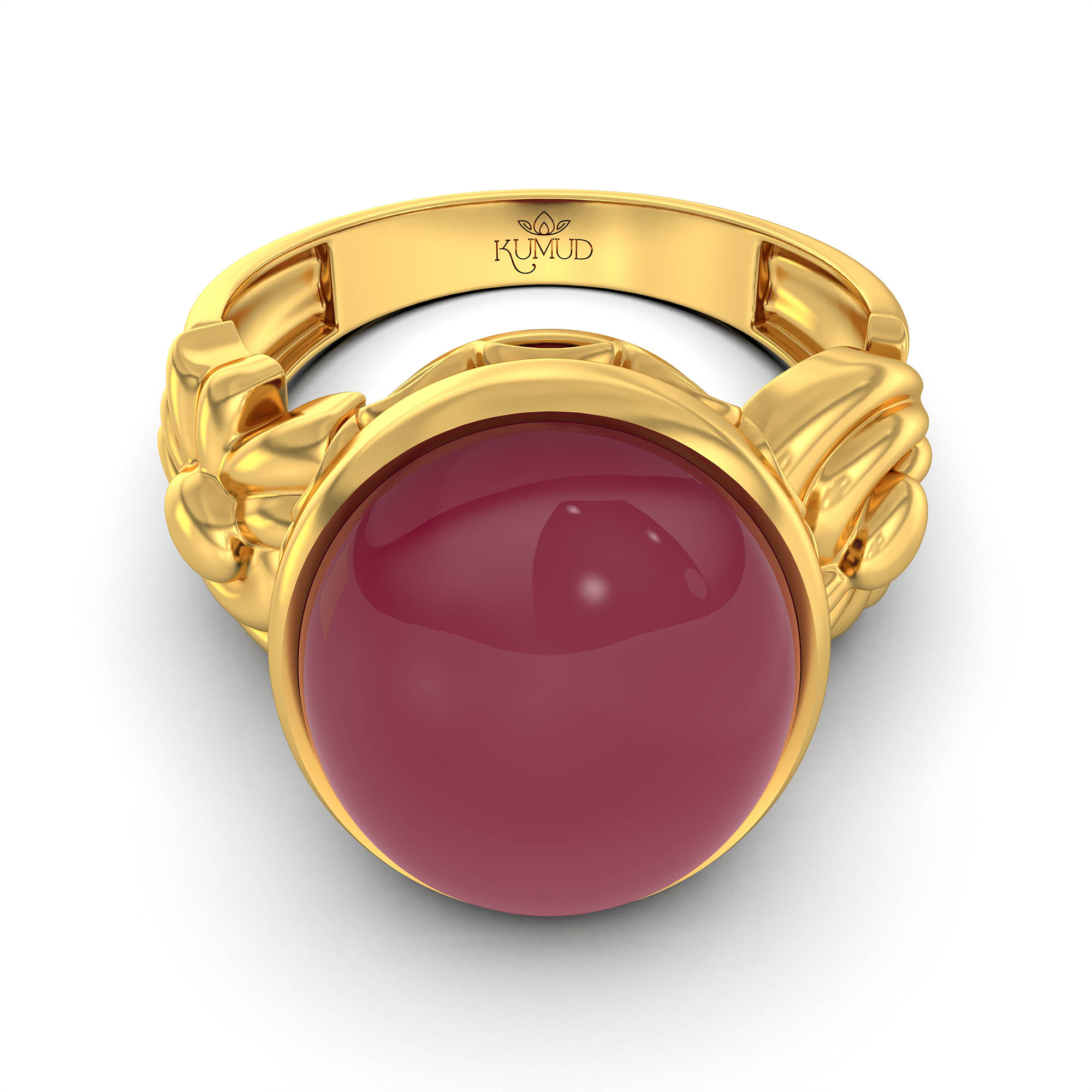 Ruby (Manik) Antique Ring for Women in 22K Yellow Gold – Oval Cabochon 13x10 mm, Bezel Setting, 4 g (Design KA-2) thumbnail