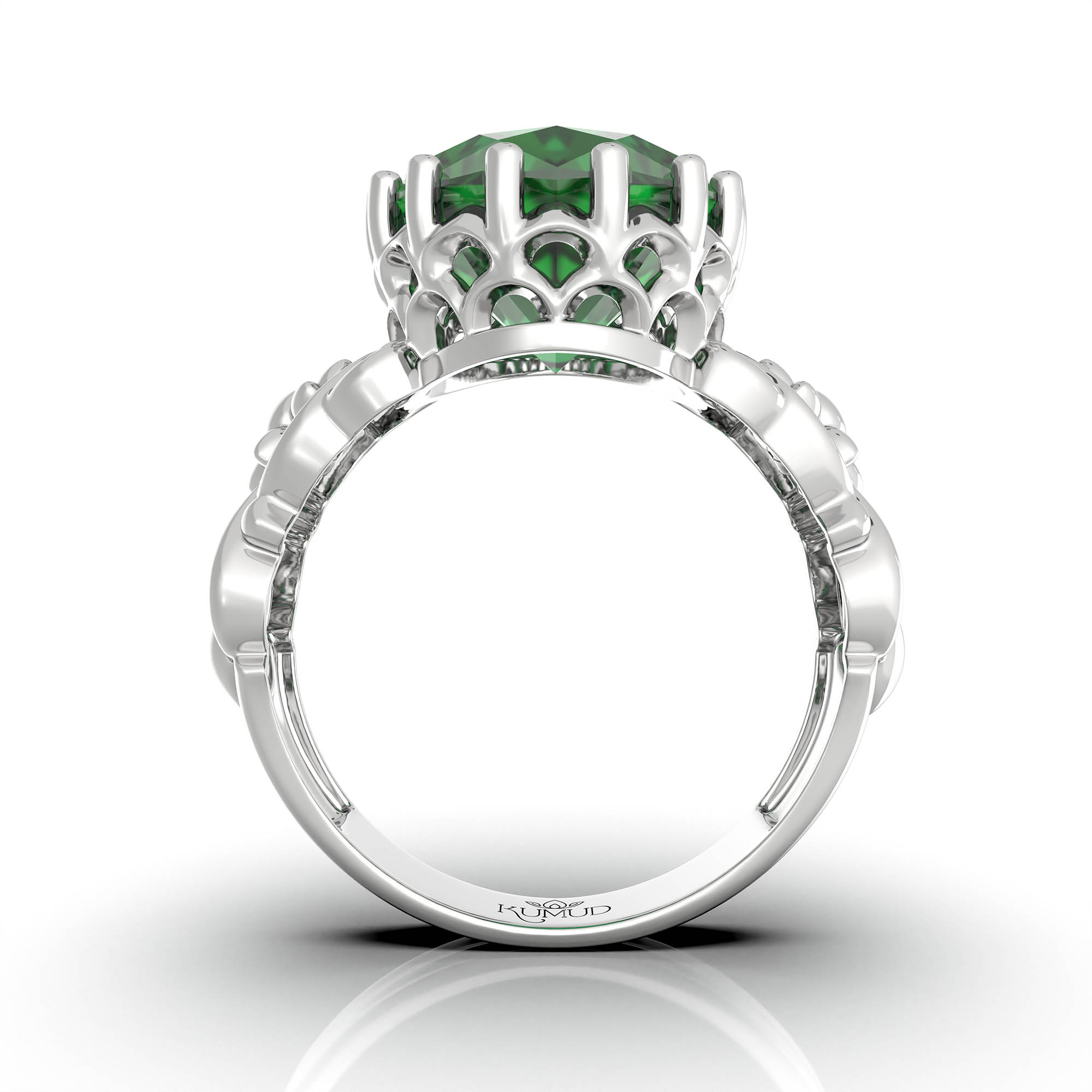 Emerald (Panna) Ring for Women in 925 Sterling Silver – Oval 13x10 mm, Prong Setting, 2.4 g (Design KA-3) thumbnail