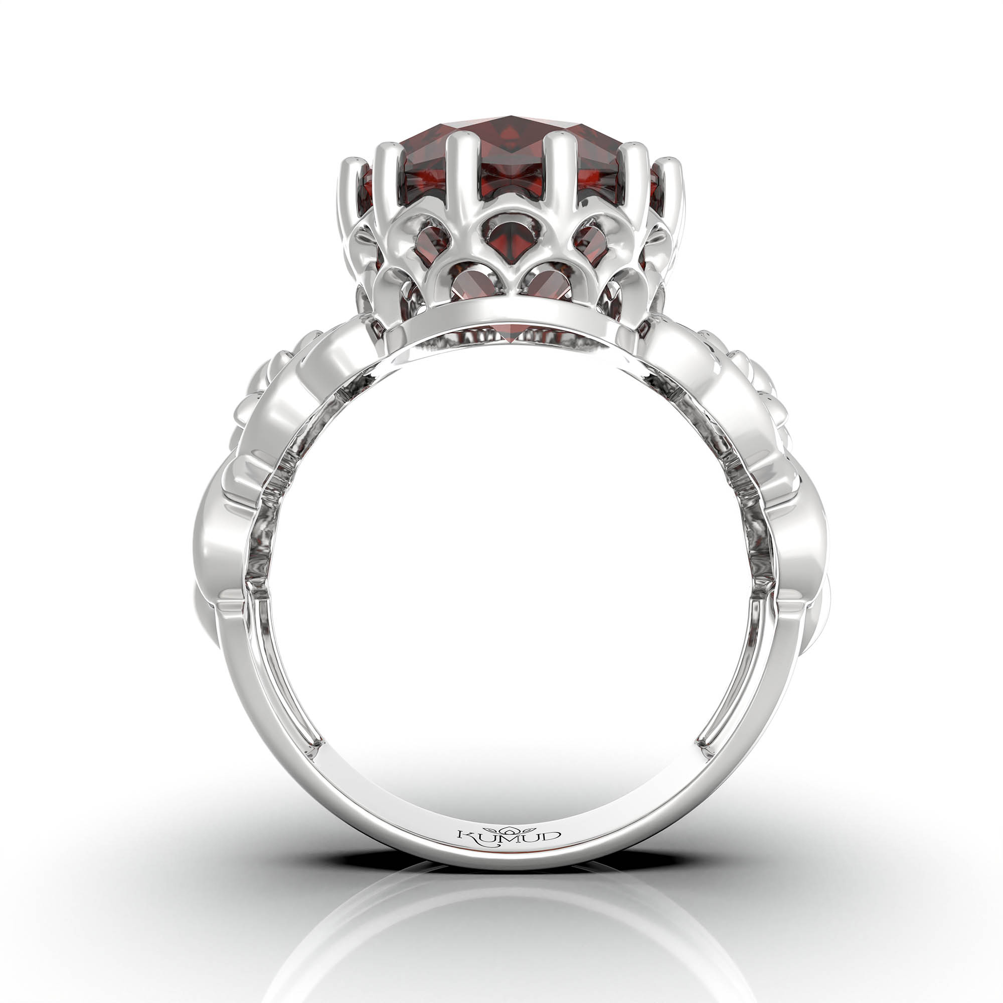 Hessonite (Gomed) Antique Ring for Women in 18K White Gold – Oval 13x10 mm, Prong Setting, 4 g (Design KA-3) thumbnail