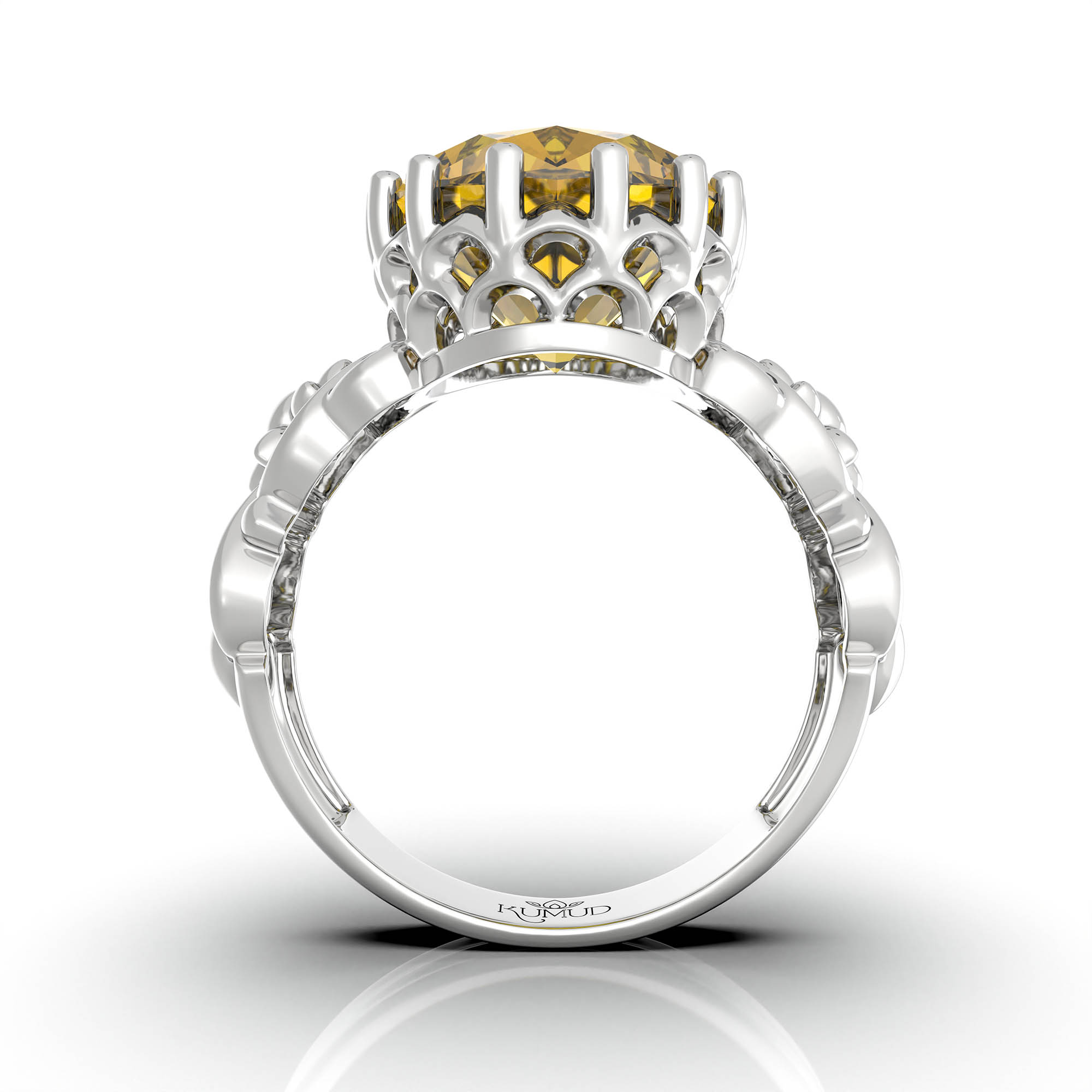 Yellow Sapphire (Pukhraj) Ring for Women in 925 Sterling Silver – Oval 13x10 mm, Prong Setting, 2.4 g (Design KA-3) thumbnail