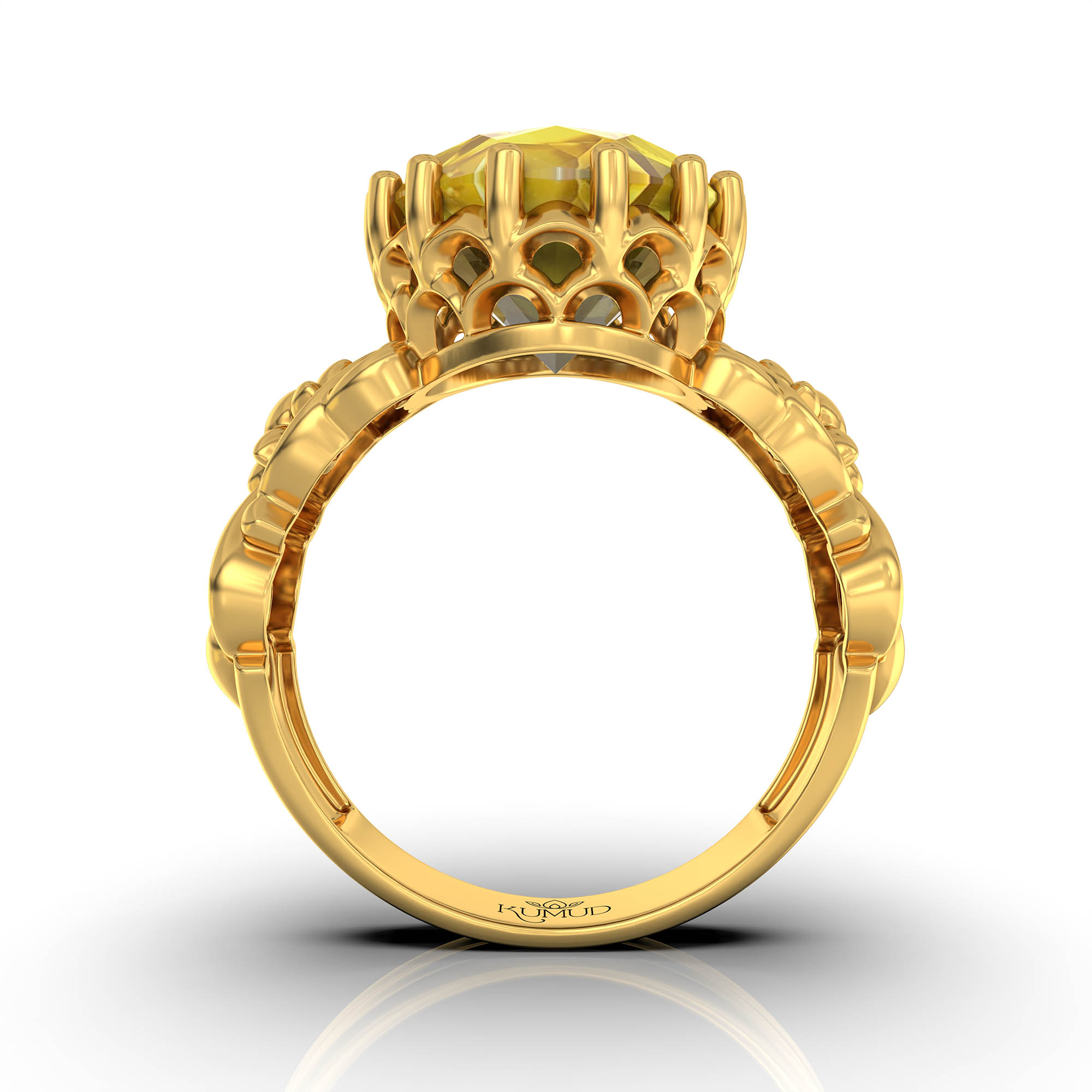 Yellow Sapphire (Pukhraj) Antique Ring for Women in 22K Yellow Gold – Oval 13x10 mm, Prong Setting, 4 g (Design KA-3) thumbnail