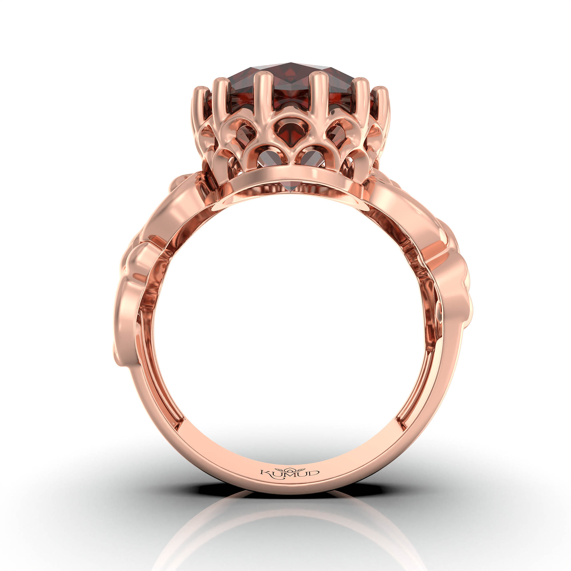 Hessonite (Gomed) Antique Ring for Women in 18K Rose Gold – Oval 13x10 mm, Prong Setting, 4 g (Design KA-4) thumbnail