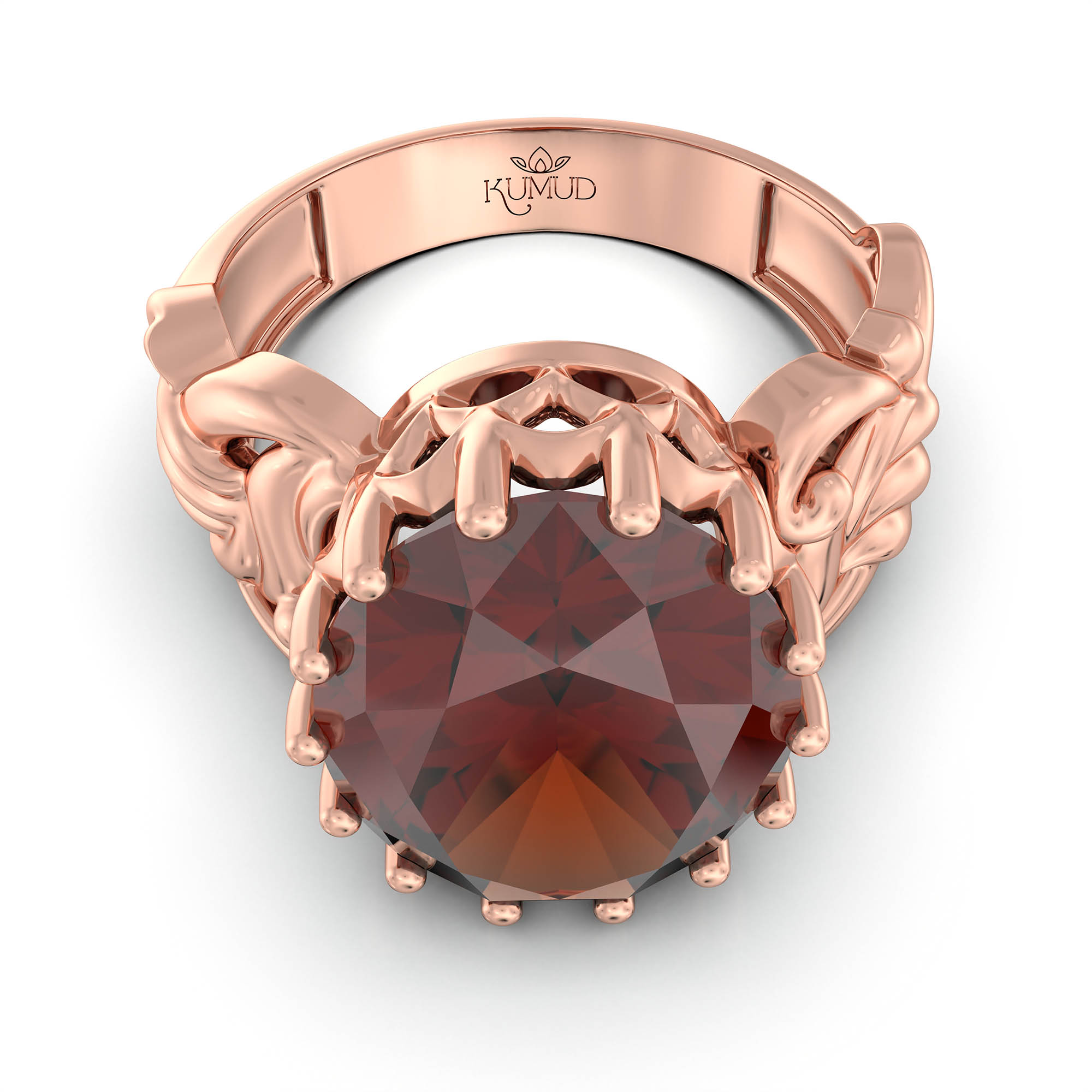 Hessonite (Gomed) Antique Ring for Women in 18K Rose Gold – Oval 13x10 mm, Prong Setting, 4 g (Design KA-4) thumbnail