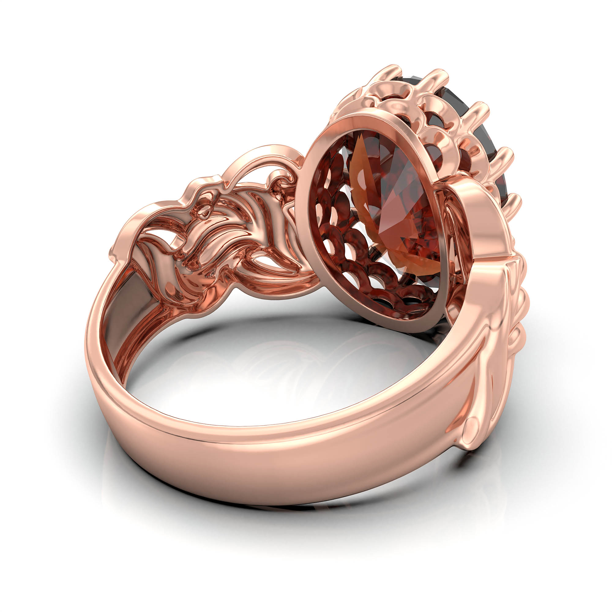 Hessonite (Gomed) Antique Ring for Women in 18K Rose Gold – Oval 13x10 mm, Prong Setting, 4 g (Design KA-4) thumbnail