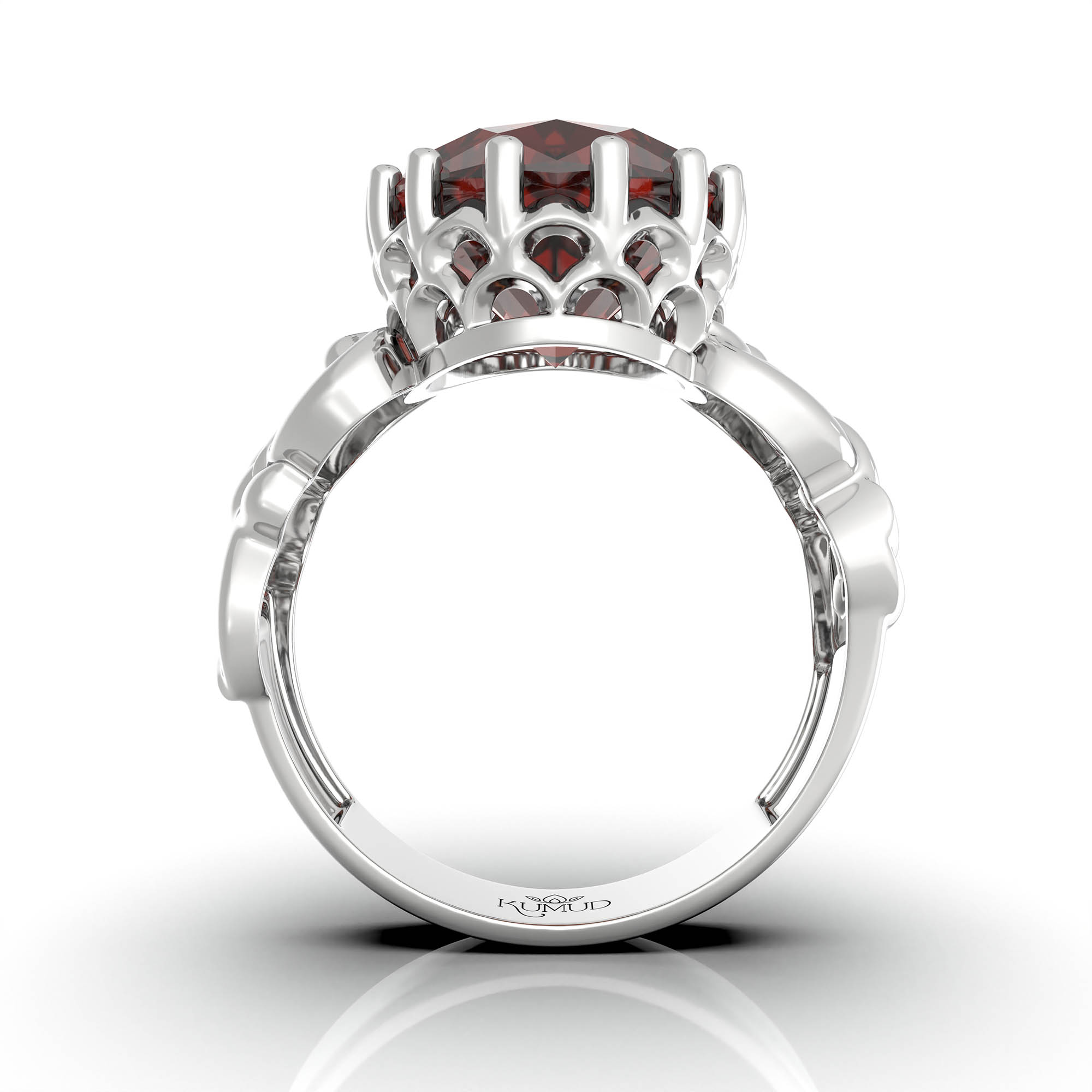 Hessonite (Gomed) Antique Ring for Women in 18K White Gold – Oval 13x10 mm, Prong Setting, 4 g (Design KA-4) thumbnail
