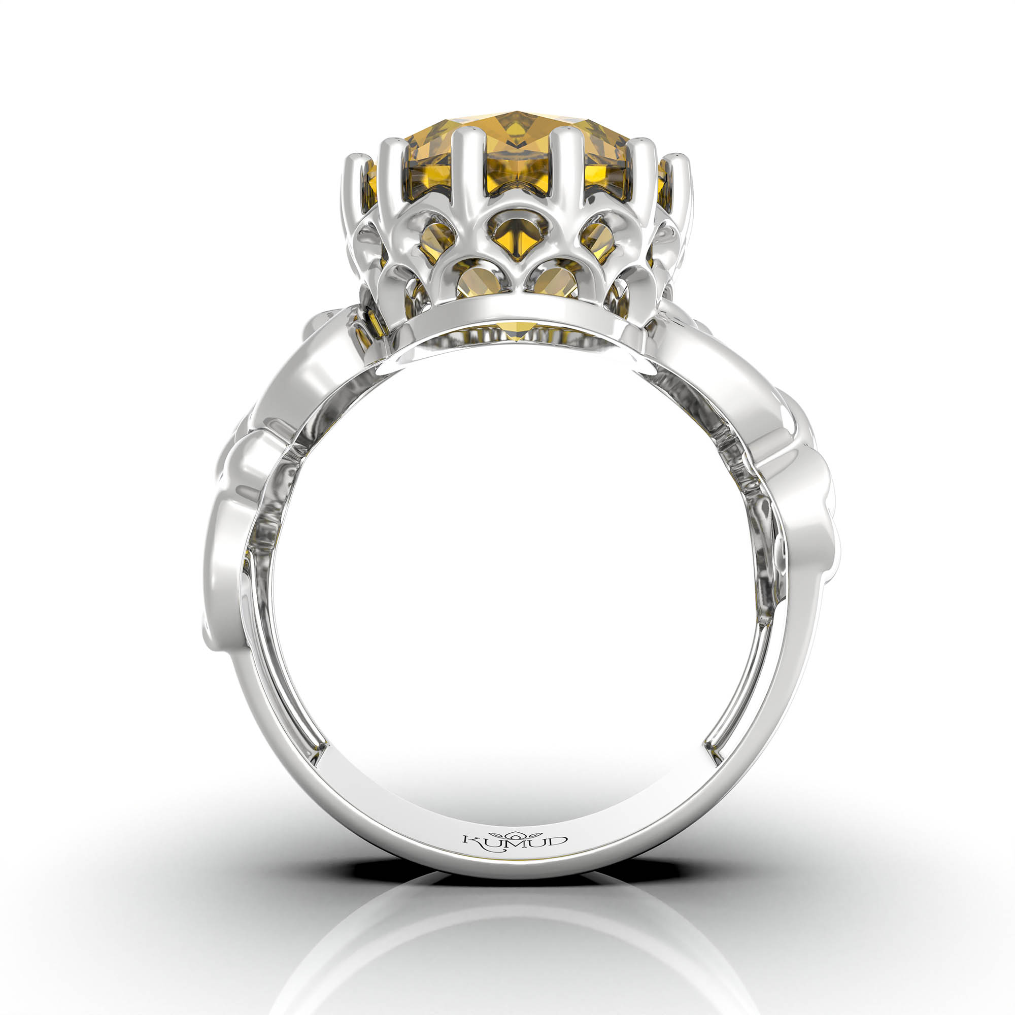 Yellow Sapphire (Pukhraj) Ring for Women in 925 Sterling Silver – Oval 13x10 mm, Prong Setting, 2.4 g (Design KA-4) thumbnail