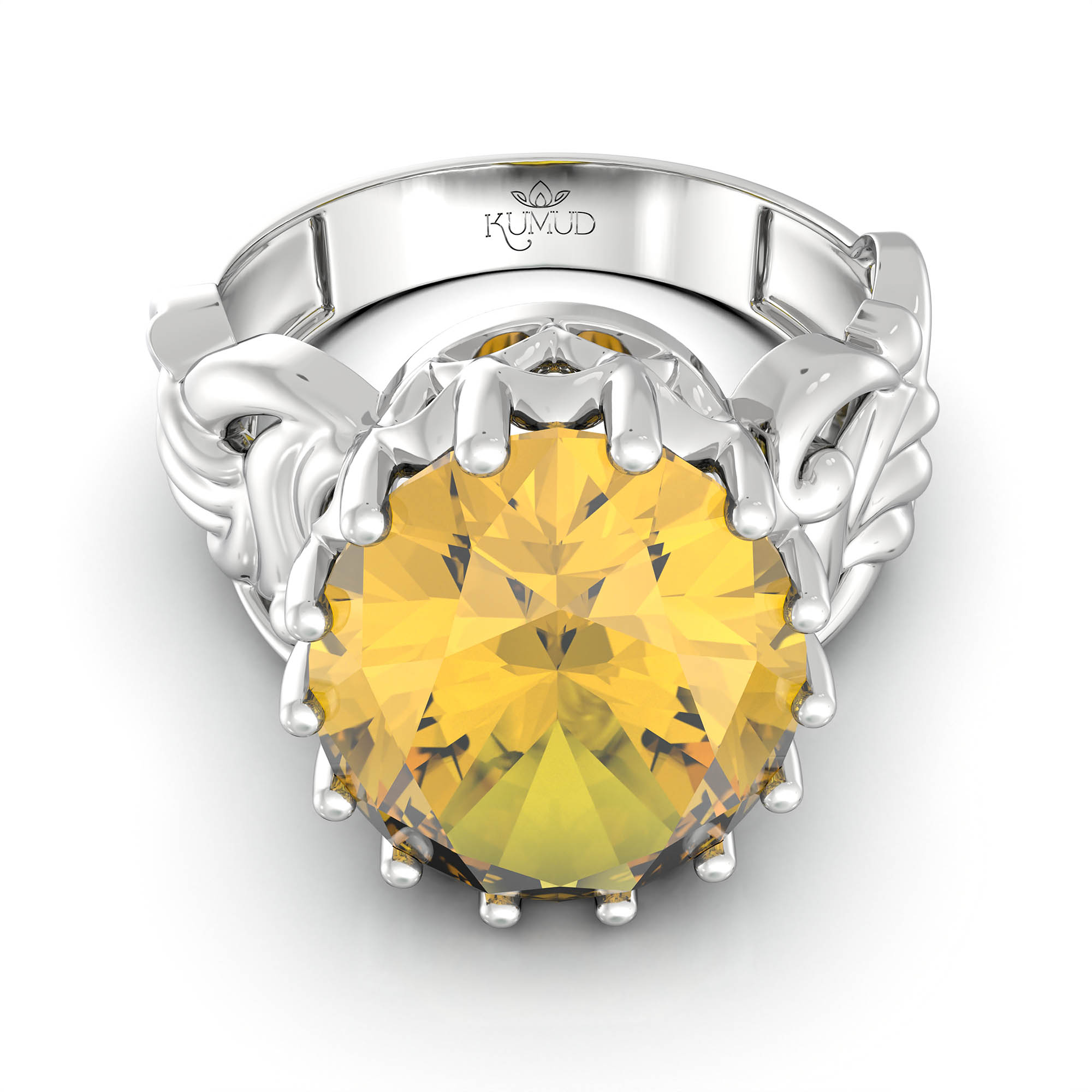 Yellow Sapphire (Pukhraj) Ring for Women in 925 Sterling Silver – Oval 13x10 mm, Prong Setting, 2.4 g (Design KA-4) thumbnail