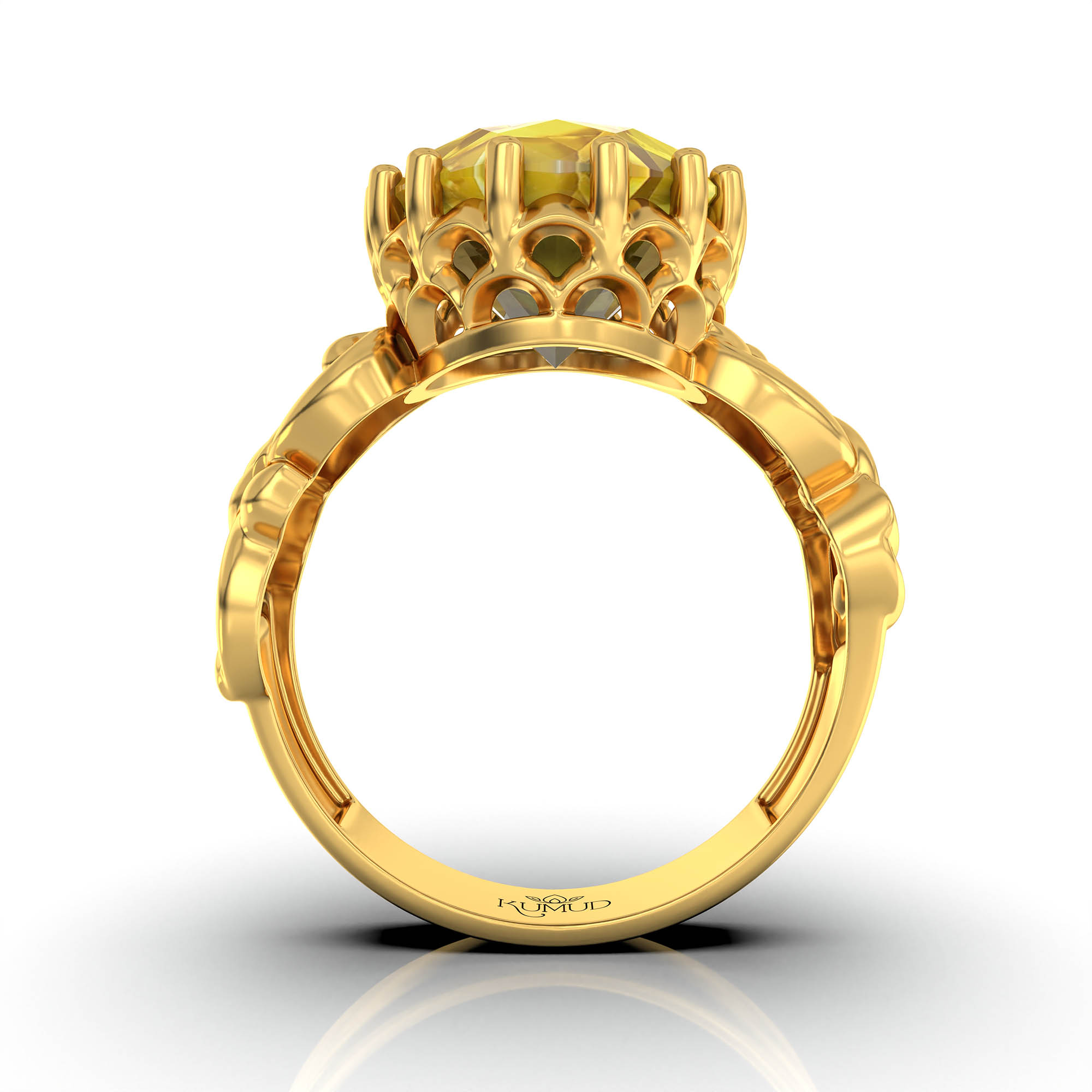 Yellow Sapphire (Pukhraj) Antique Ring for Women in 22K Yellow Gold – Oval 13x10 mm, Prong Setting, 4 g (Design KA-4) thumbnail