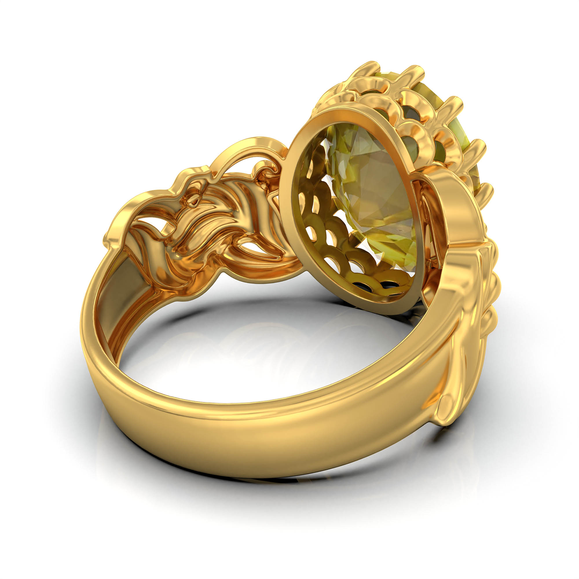 Yellow Sapphire (Pukhraj) Antique Ring for Women in 22K Yellow Gold – Oval 13x10 mm, Prong Setting, 4 g (Design KA-4) thumbnail