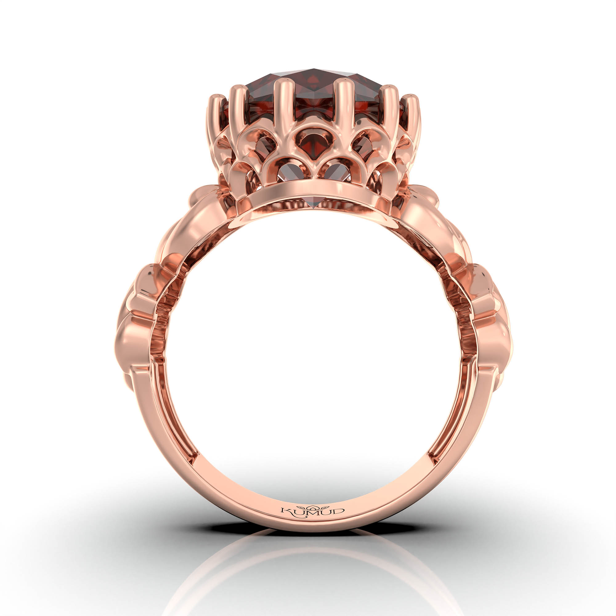 Hessonite (Gomed) Antique Ring for Women in 18K Rose Gold – Oval 13x10 mm, Prong Setting, 4 g (Design KA-5) thumbnail
