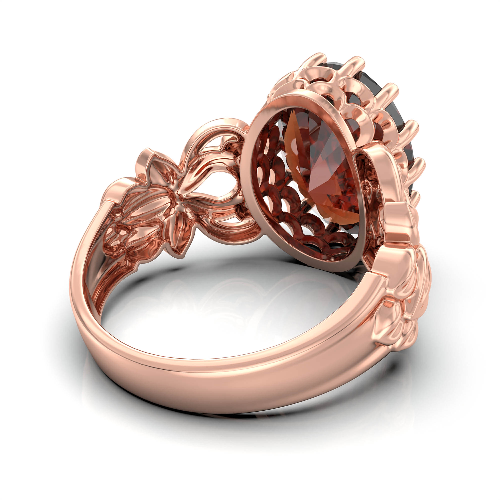 Hessonite (Gomed) Antique Ring for Women in 18K Rose Gold – Oval 13x10 mm, Prong Setting, 4 g (Design KA-5) thumbnail