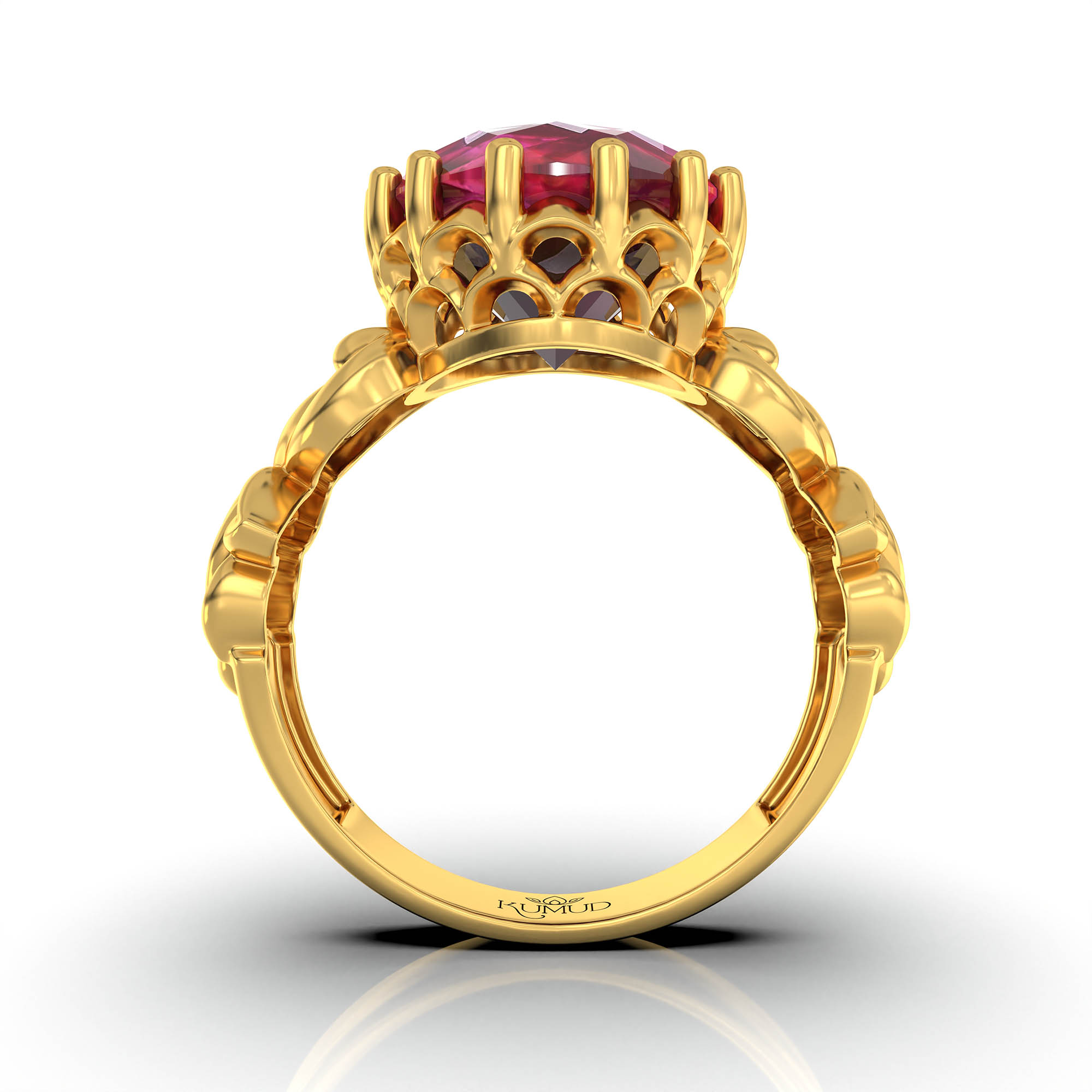 Ruby (Manik) Antique Ring for Women in 22K Yellow Gold – Oval 13x10 mm, Prong Setting, 4 g (Design KA-5) thumbnail