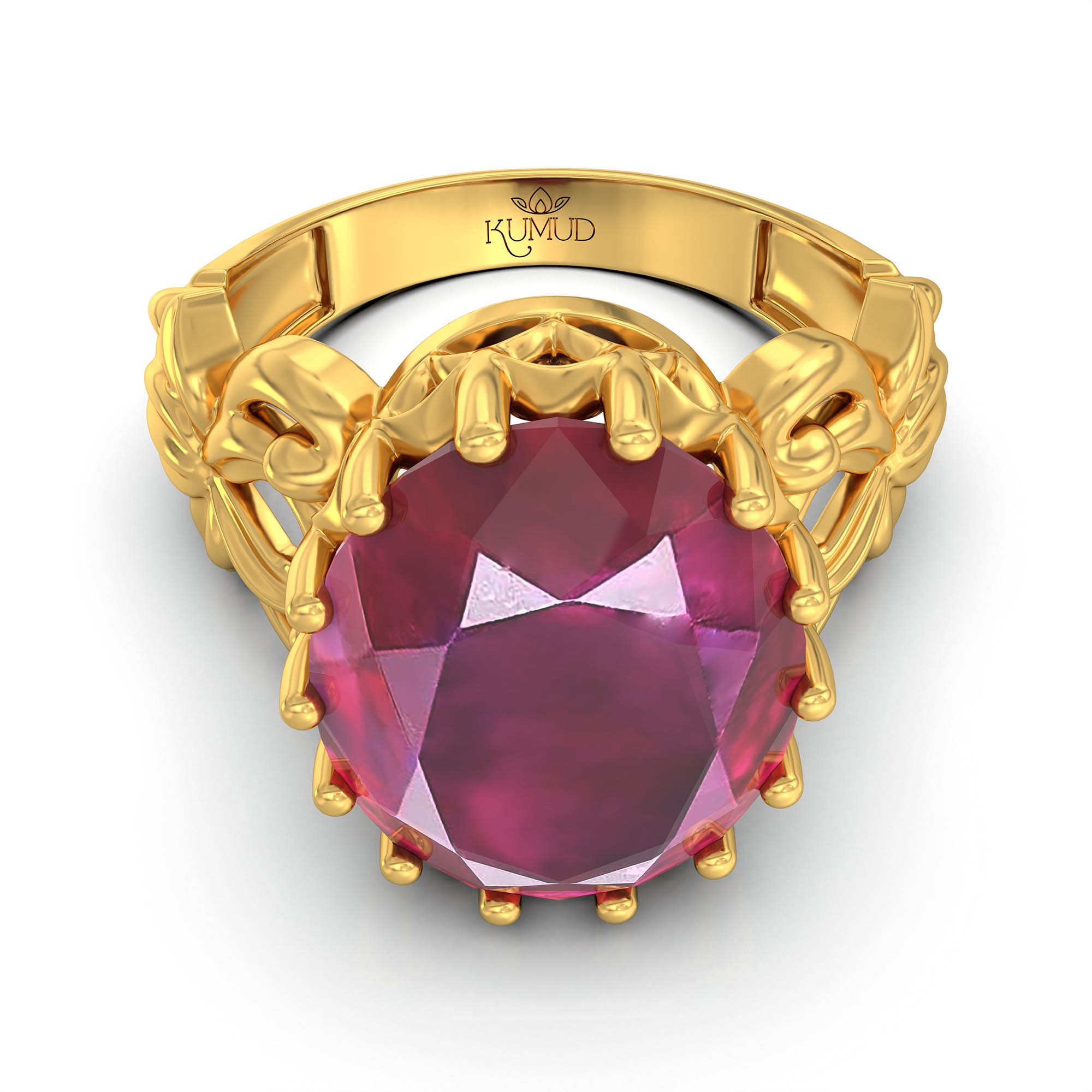 Ruby (Manik) Antique Ring for Women in 22K Yellow Gold – Oval 13x10 mm, Prong Setting, 4 g (Design KA-5) thumbnail