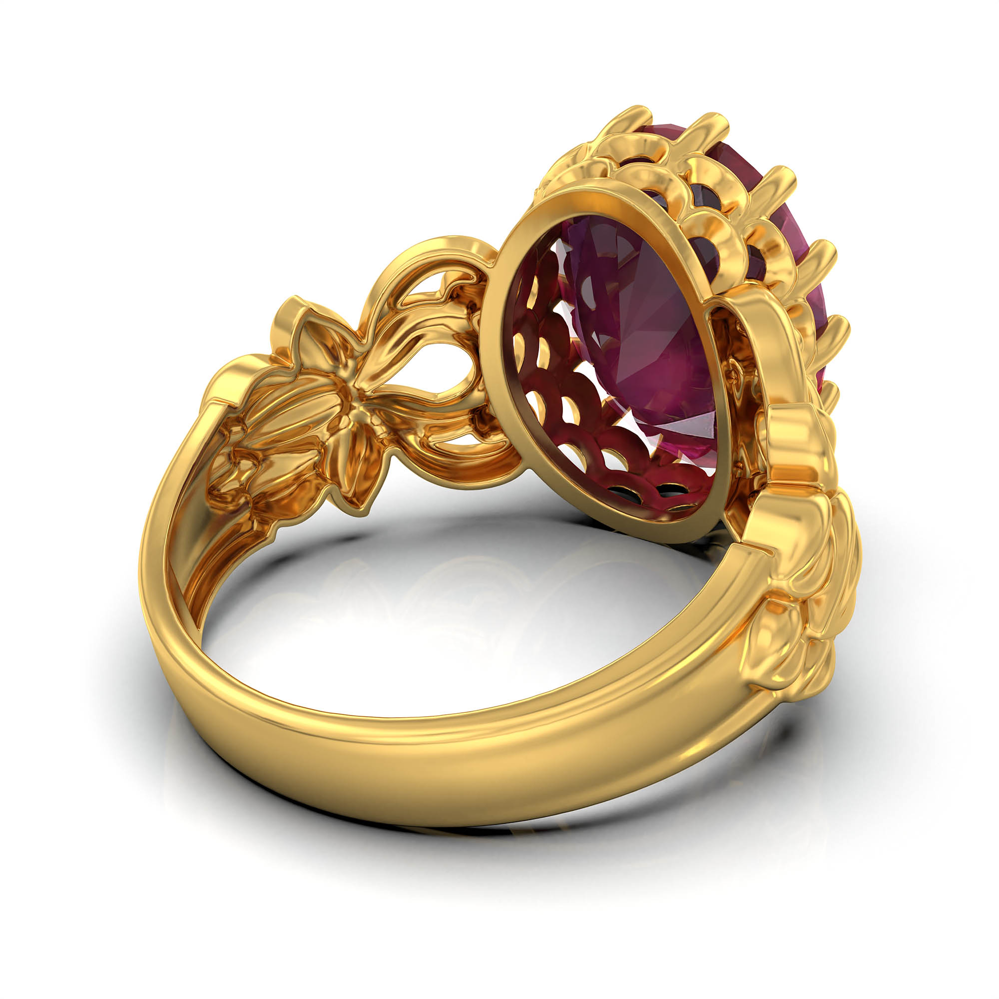 Ruby (Manik) Antique Ring for Women in 22K Yellow Gold – Oval 13x10 mm, Prong Setting, 4 g (Design KA-5) thumbnail