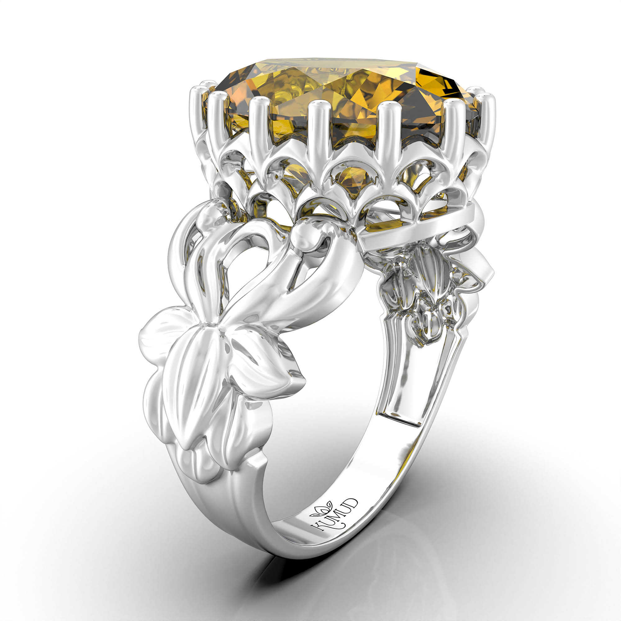 Gemstone ring Oval Cut stone in 18K White Gold thumbnail