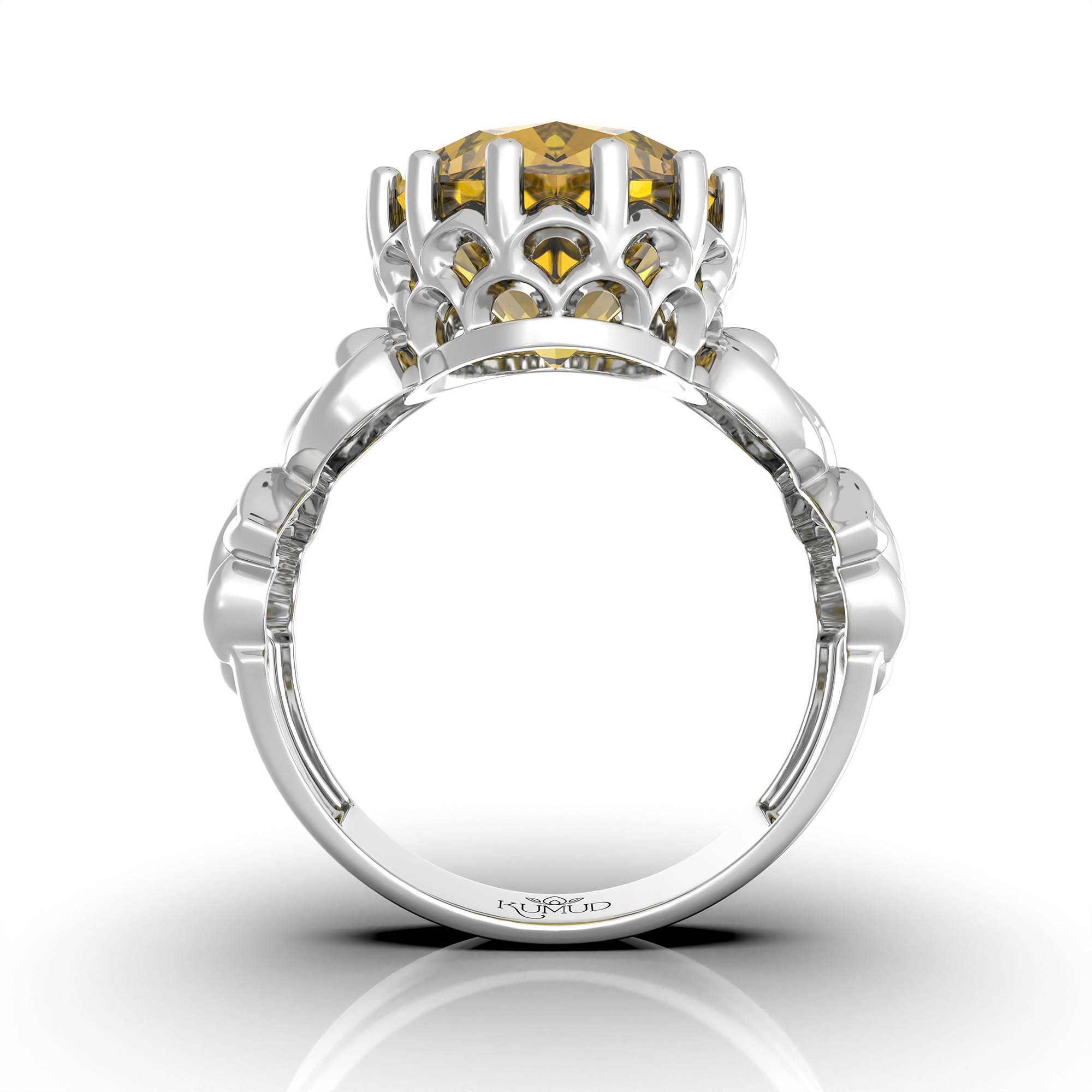 Gemstone ring Oval Cut stone in 18K White Gold thumbnail