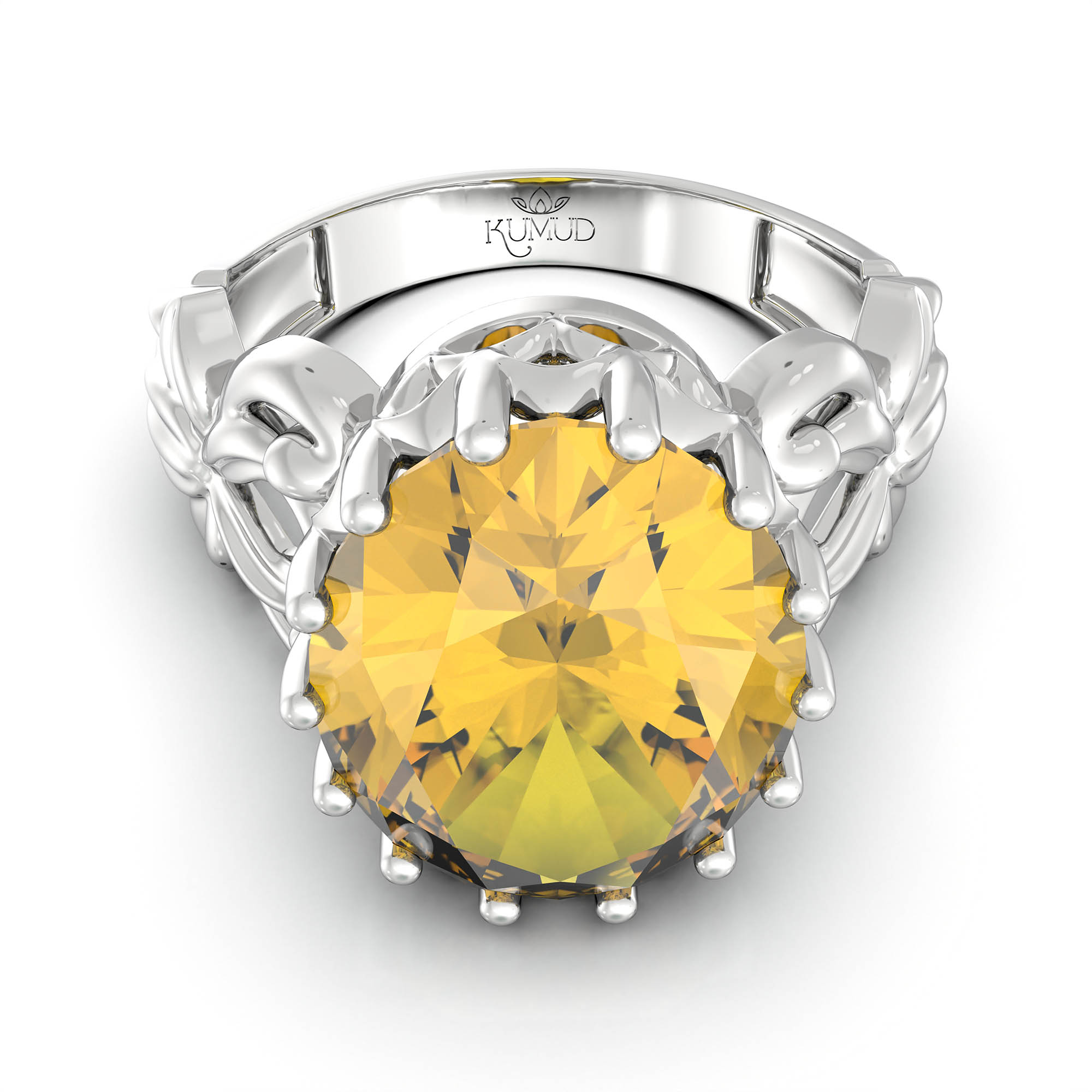Gemstone ring Oval Cut stone in 18K White Gold thumbnail