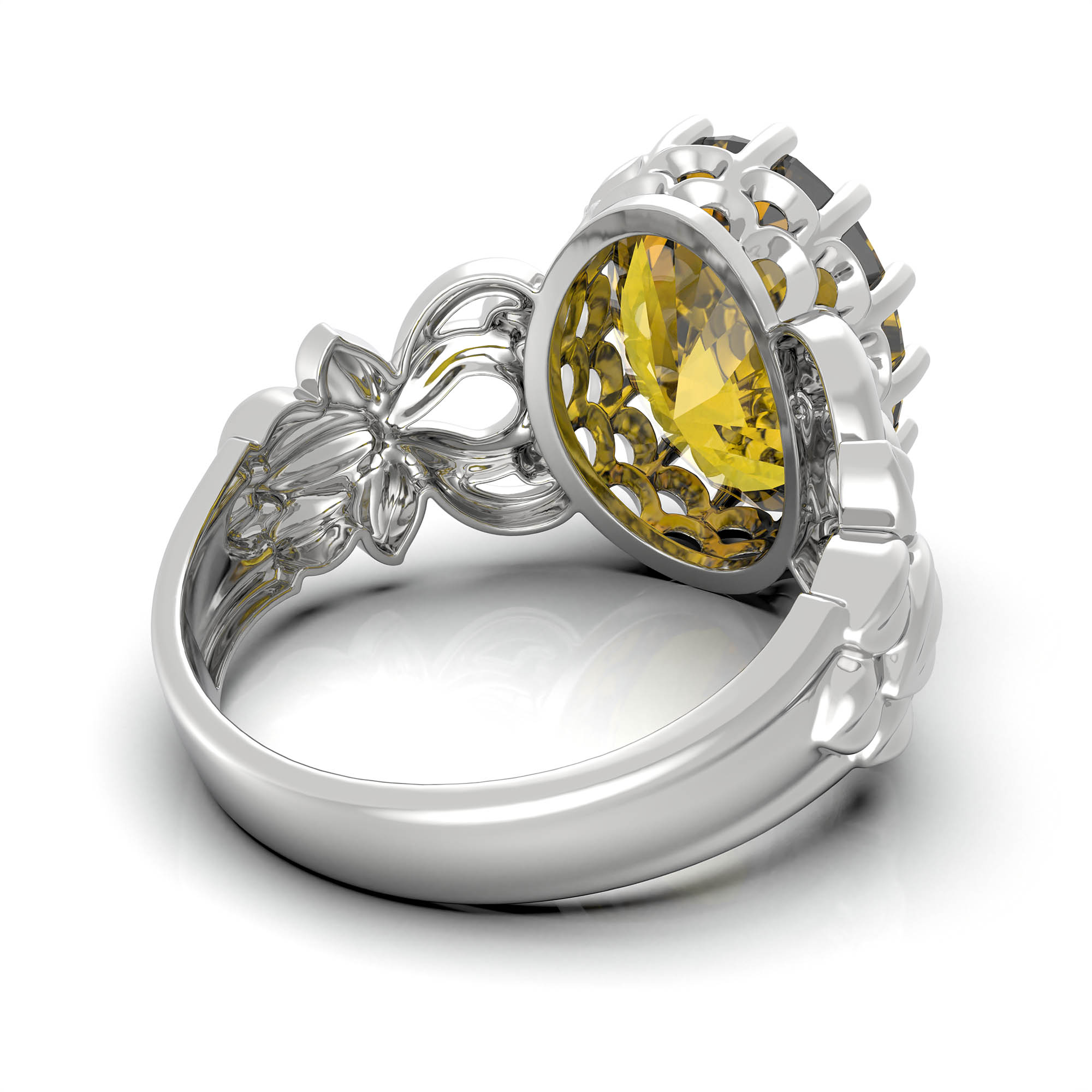 Gemstone ring Oval Cut stone in 18K White Gold thumbnail