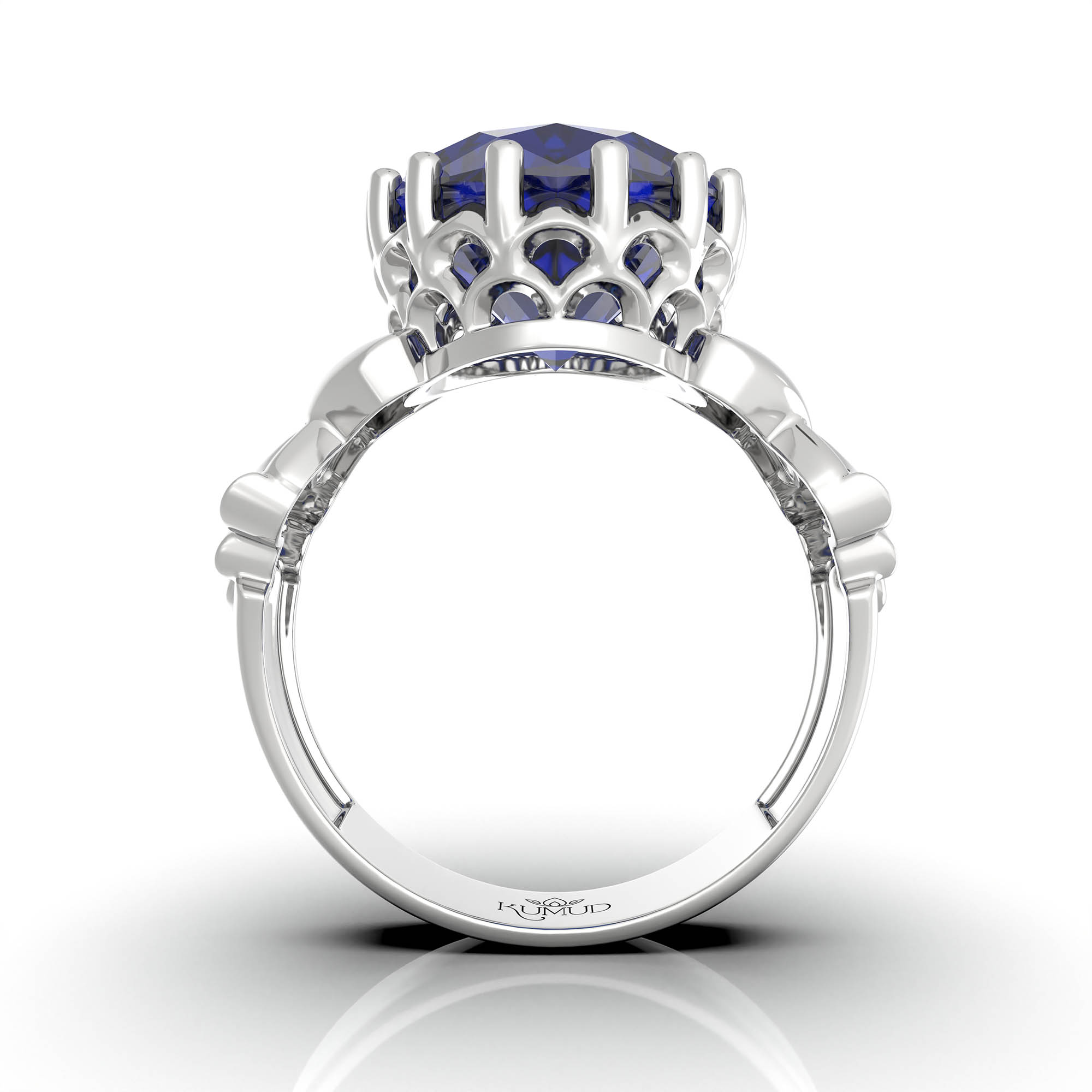 Blue Sapphire (Neelam) Ring for Women in 925 Sterling Silver – Oval 13x10 mm, Prong Setting, 2.4 g (Design KA-6) thumbnail