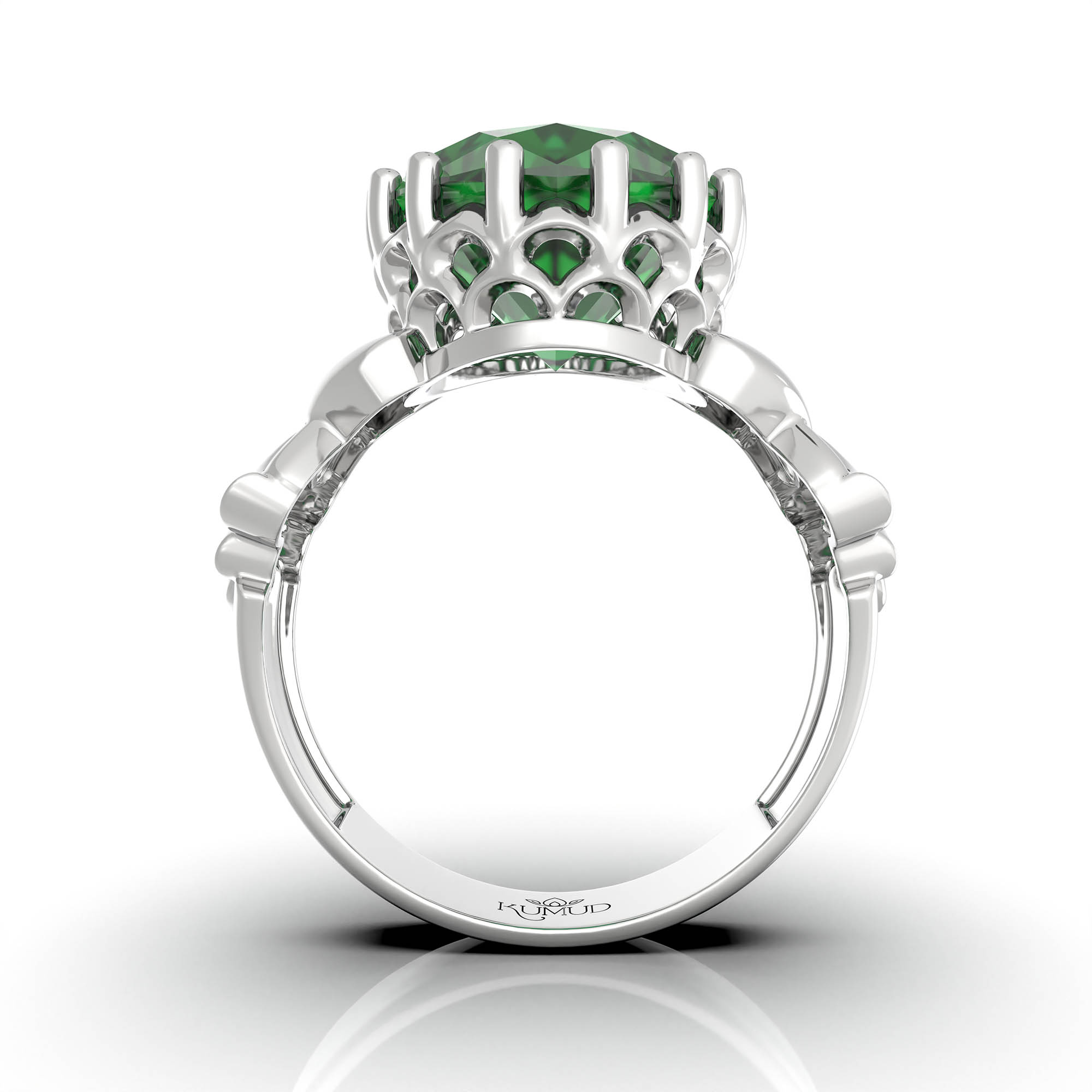 Emerald (Panna) Ring for Women in 925 Sterling Silver – Oval 13x10 mm, Prong Setting, 2.4 g (Design KA-6) thumbnail