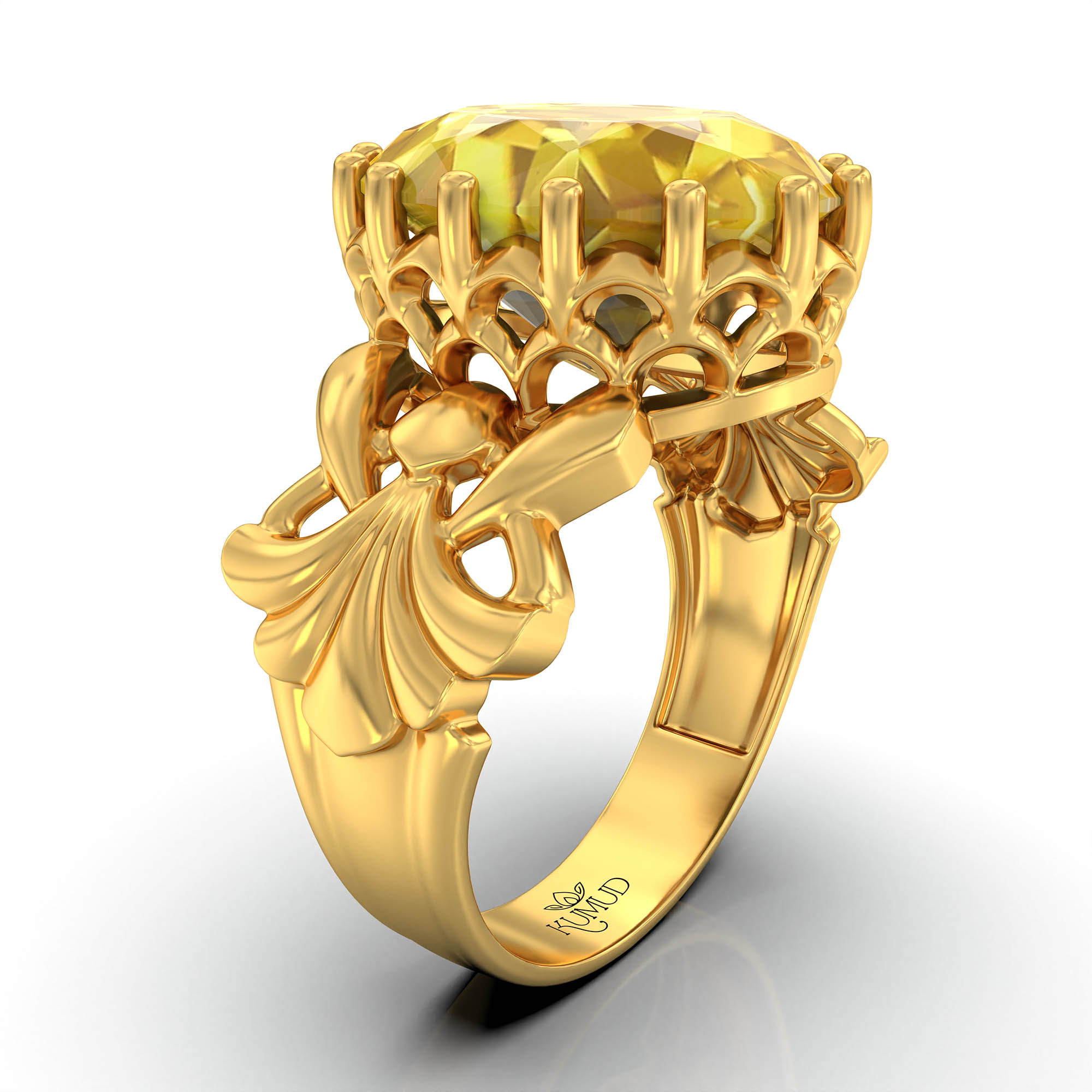 Gemstone ring Oval Cut stone in 22K Yellow Gold thumbnail