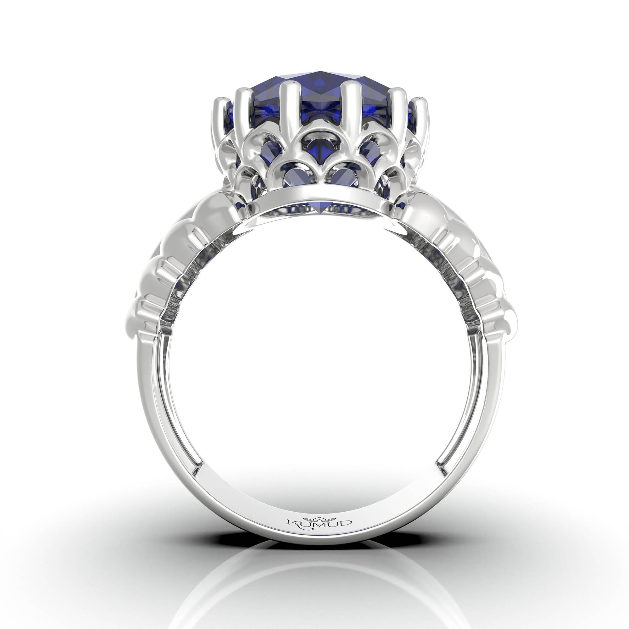 Blue Sapphire (Neelam) Ring for Women in 925 Sterling Silver – Oval 13x10 mm, Prong Setting, 2.4 g (Design KA-7) thumbnail