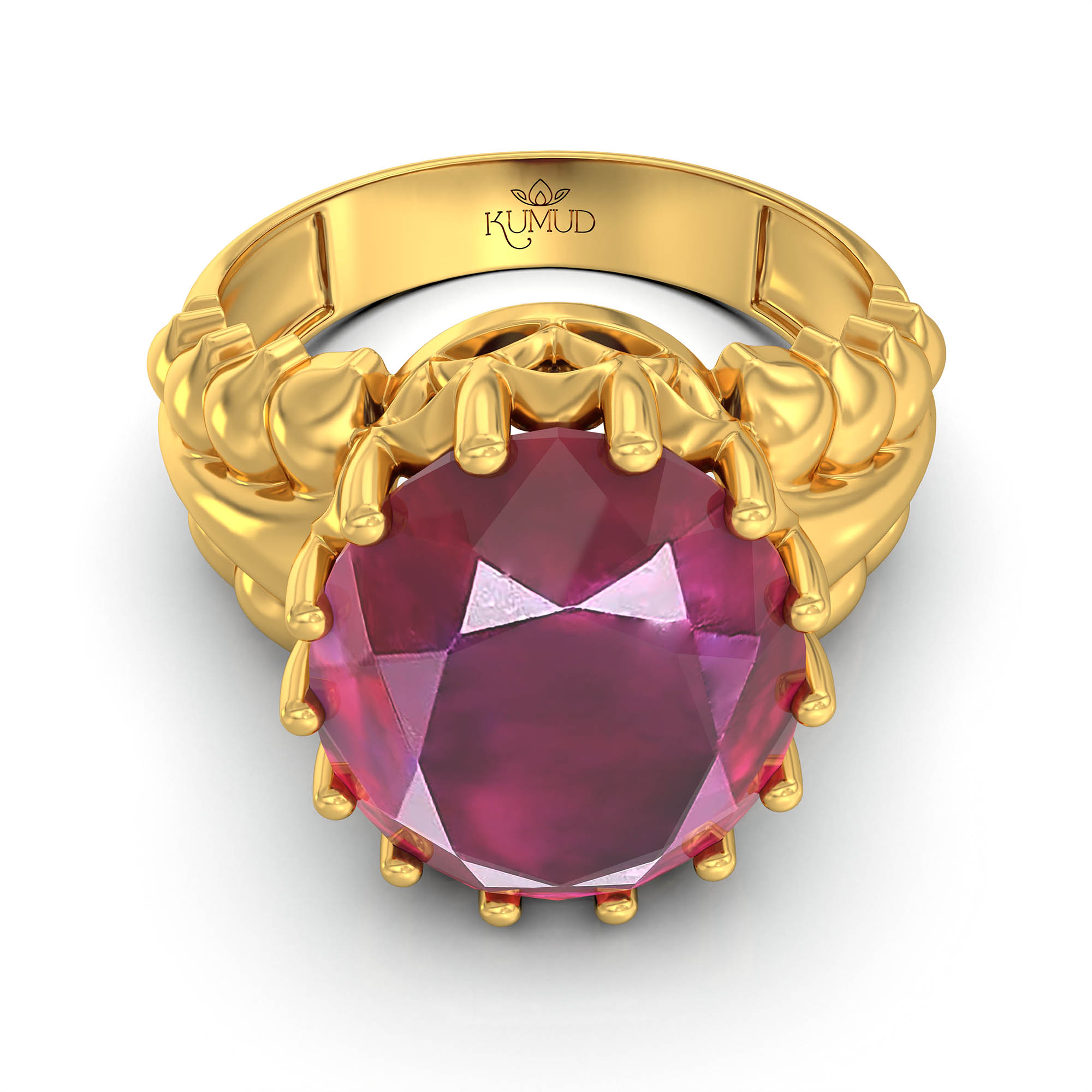 Ruby (Manik) Antique Ring for Women in 22K Yellow Gold – Oval 13x10 mm, Prong Setting, 4 g (Design KA-7) thumbnail