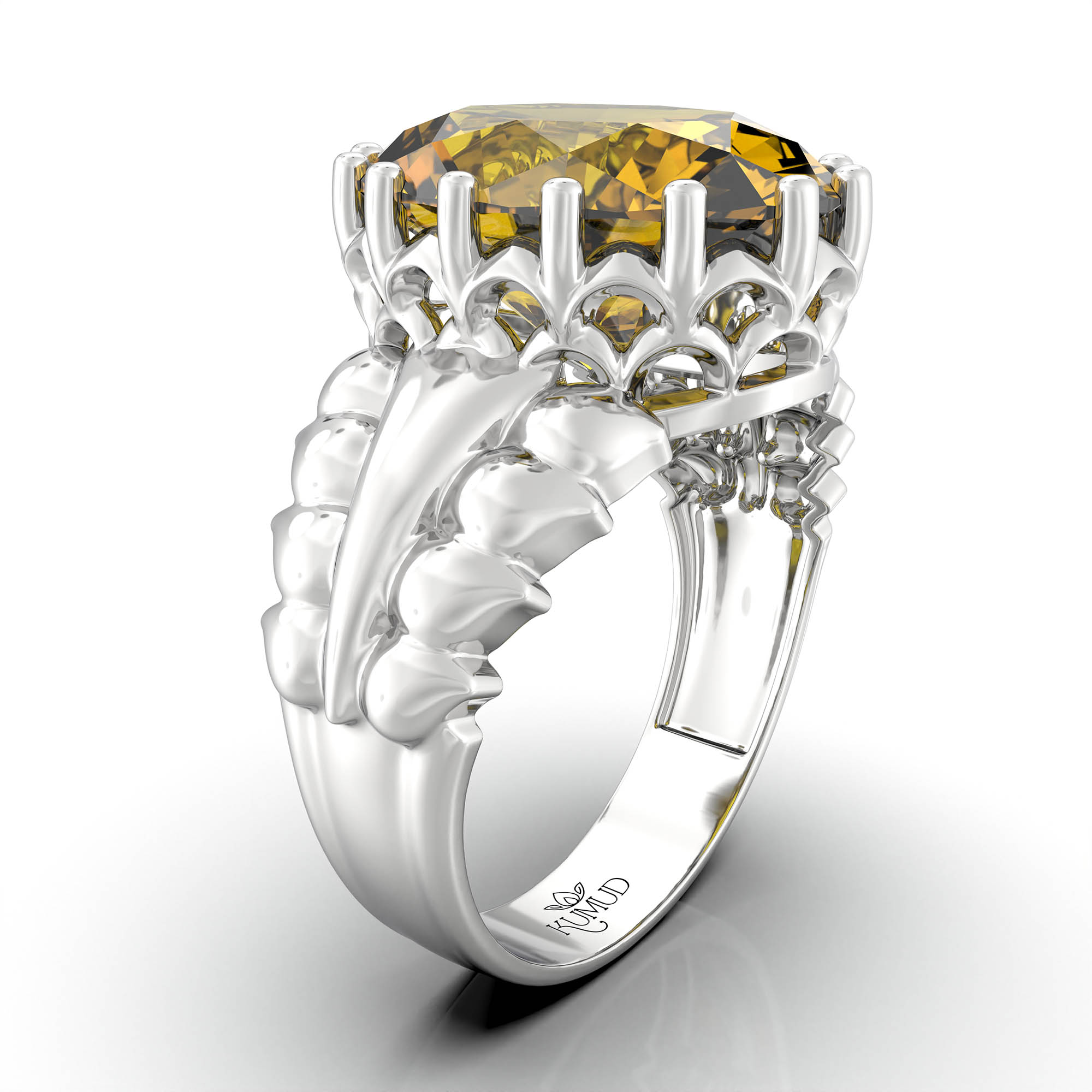 Gemstone ring Oval Cut stone in 18K White Gold thumbnail