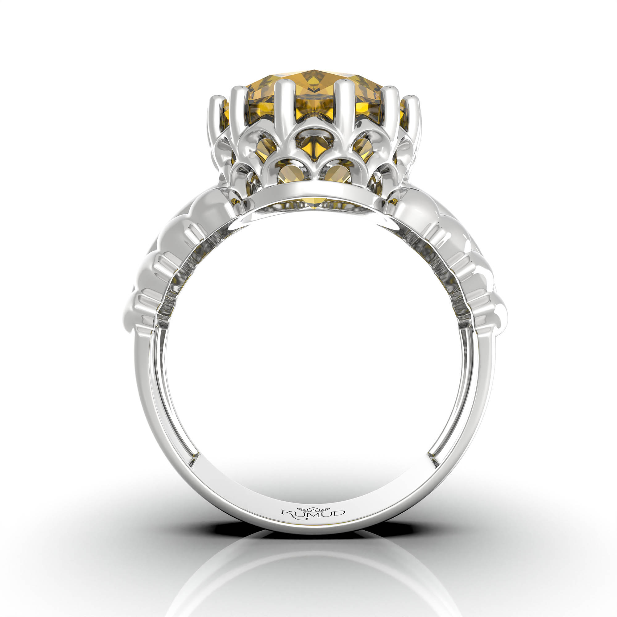 Gemstone ring Oval Cut stone in 18K White Gold thumbnail
