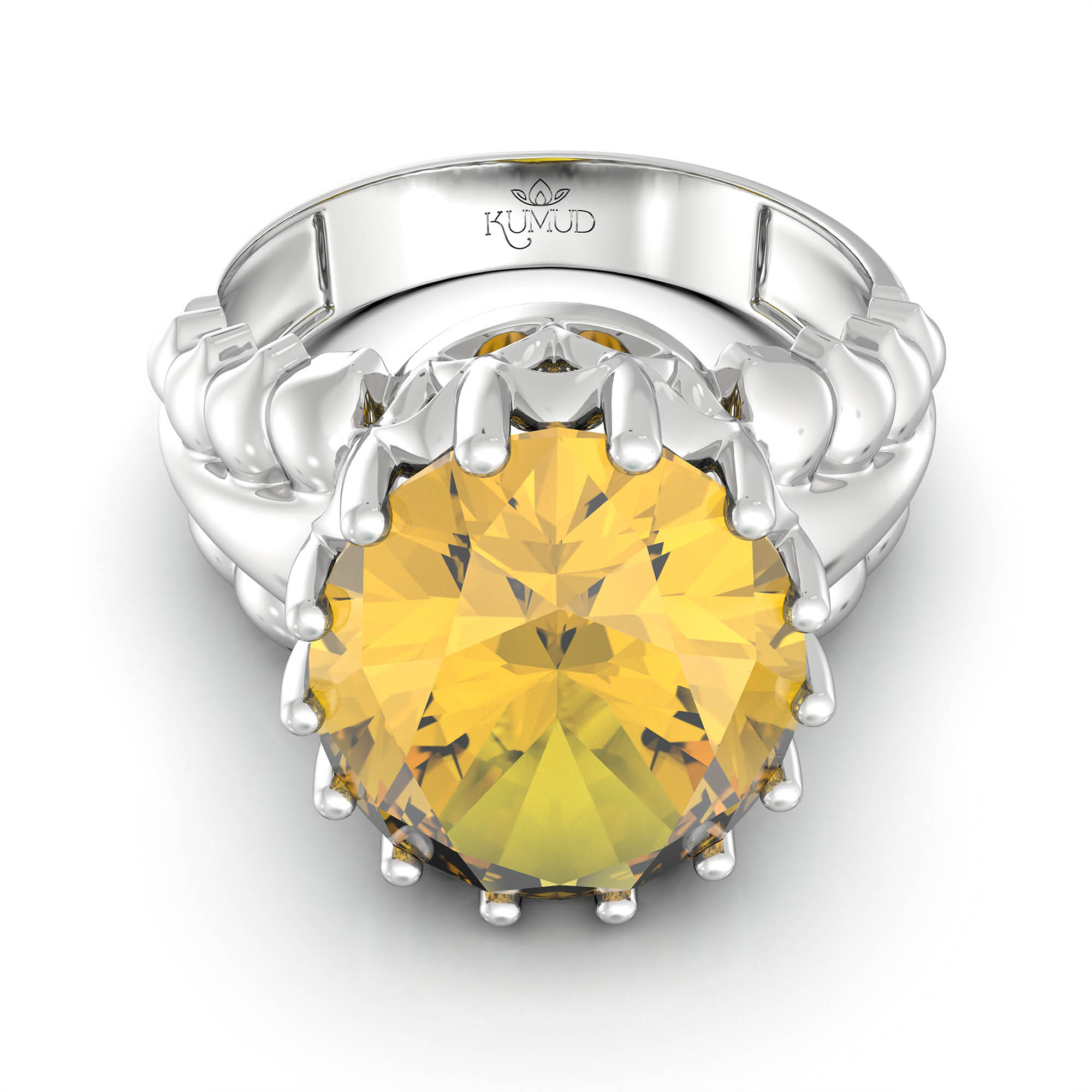 Gemstone ring Oval Cut stone in 18K White Gold thumbnail