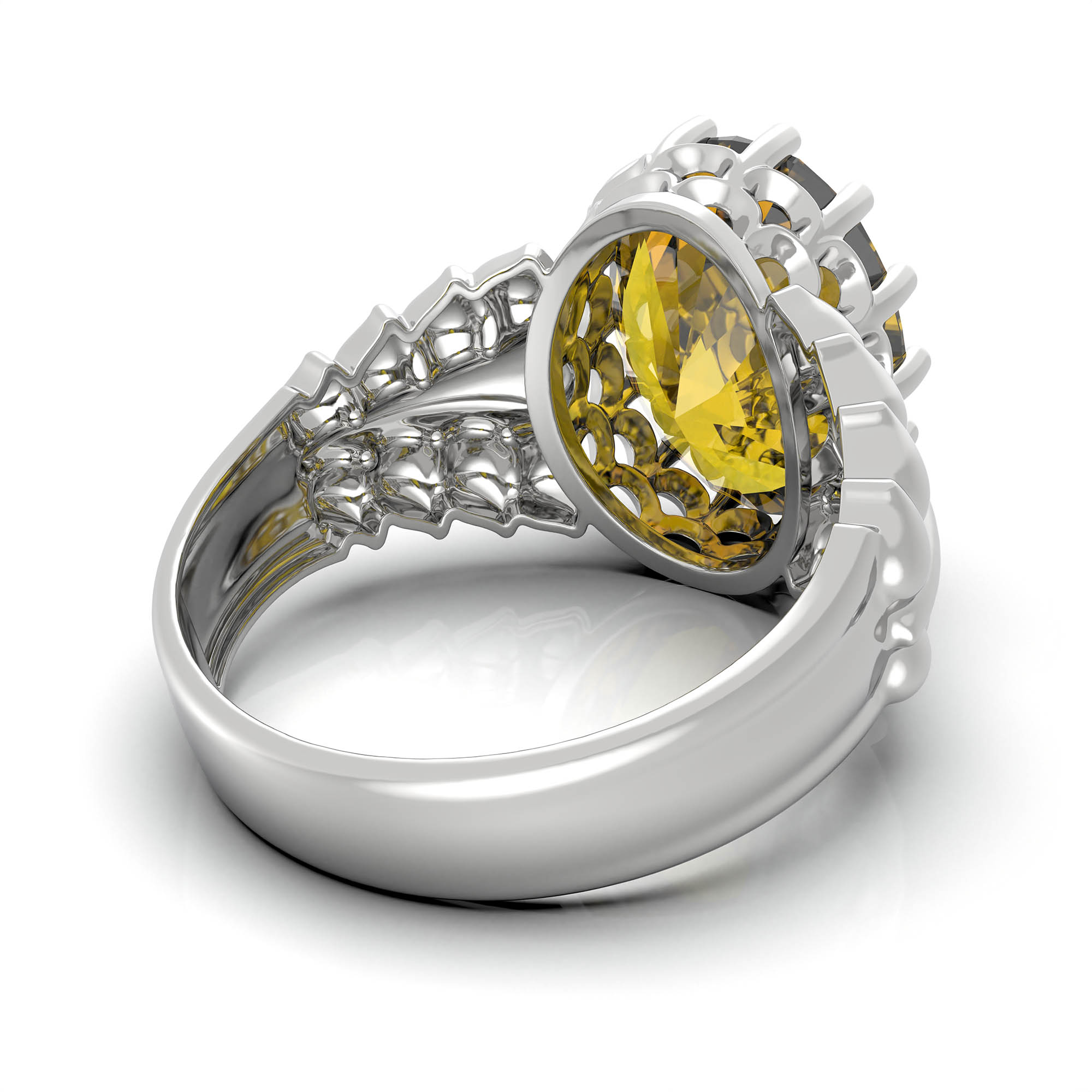 Gemstone ring Oval Cut stone in 18K White Gold thumbnail