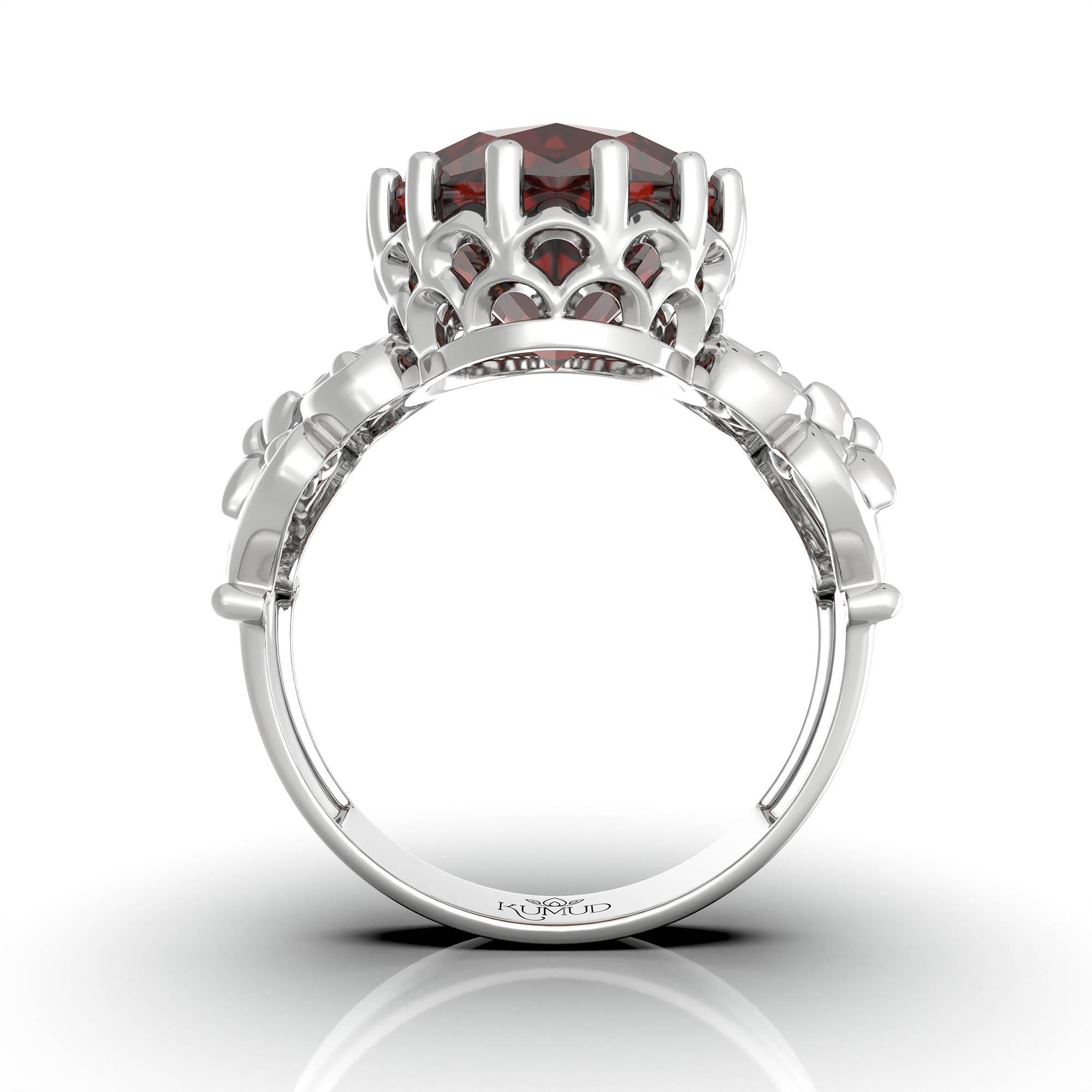Hessonite (Gomed) Ring for Women in 925 Sterling Silver – Oval 13x10 mm, Prong Setting, 2.4 g (Design KA-8) thumbnail