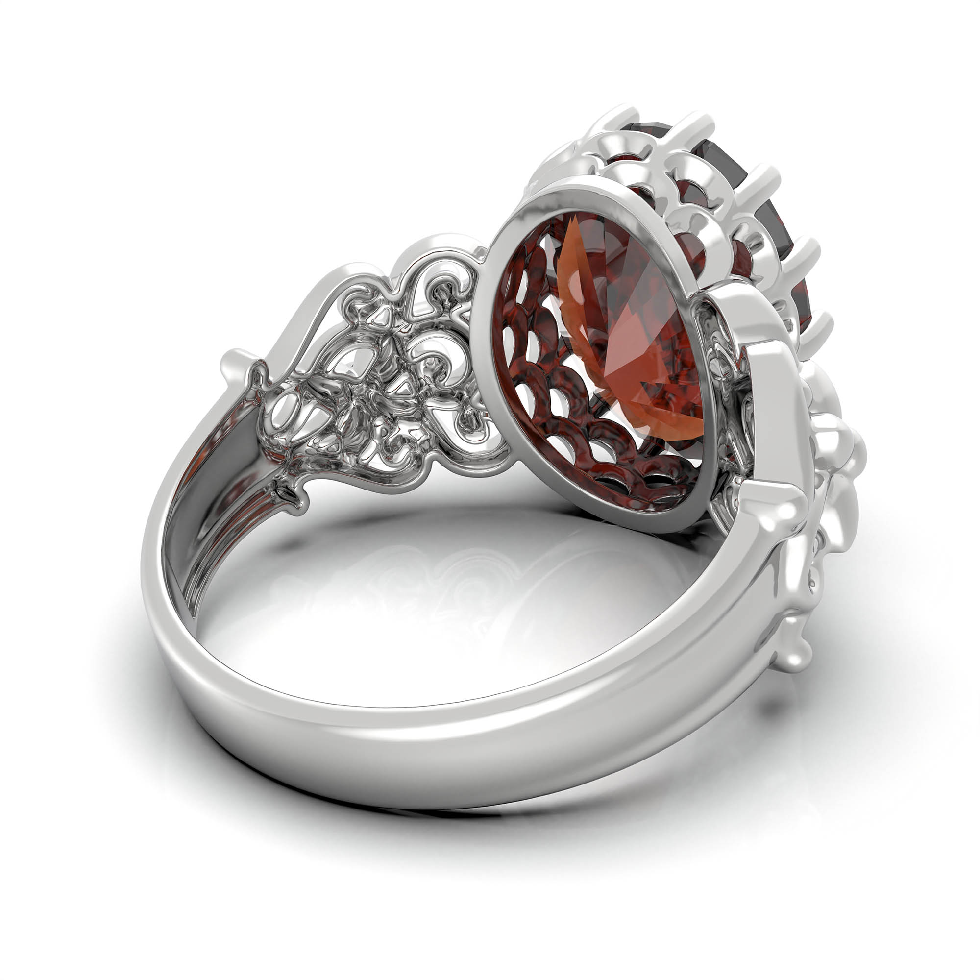 Hessonite (Gomed) Ring for Women in 925 Sterling Silver – Oval 13x10 mm, Prong Setting, 2.4 g (Design KA-8) thumbnail