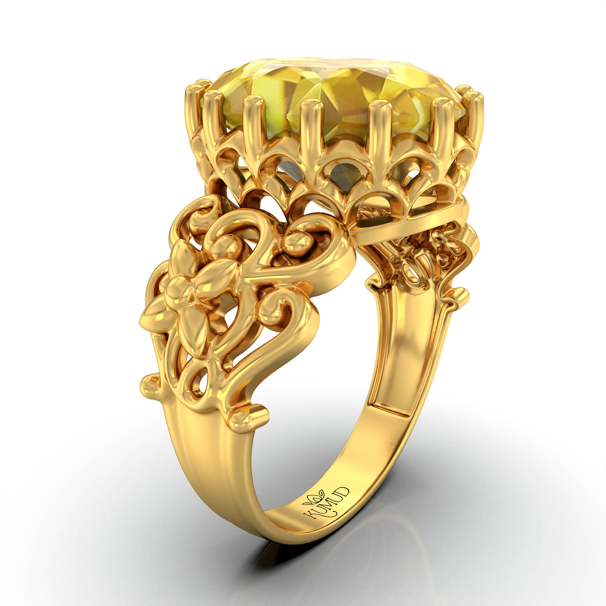 Gemstone ring Oval Cut stone in 22K Yellow Gold thumbnail