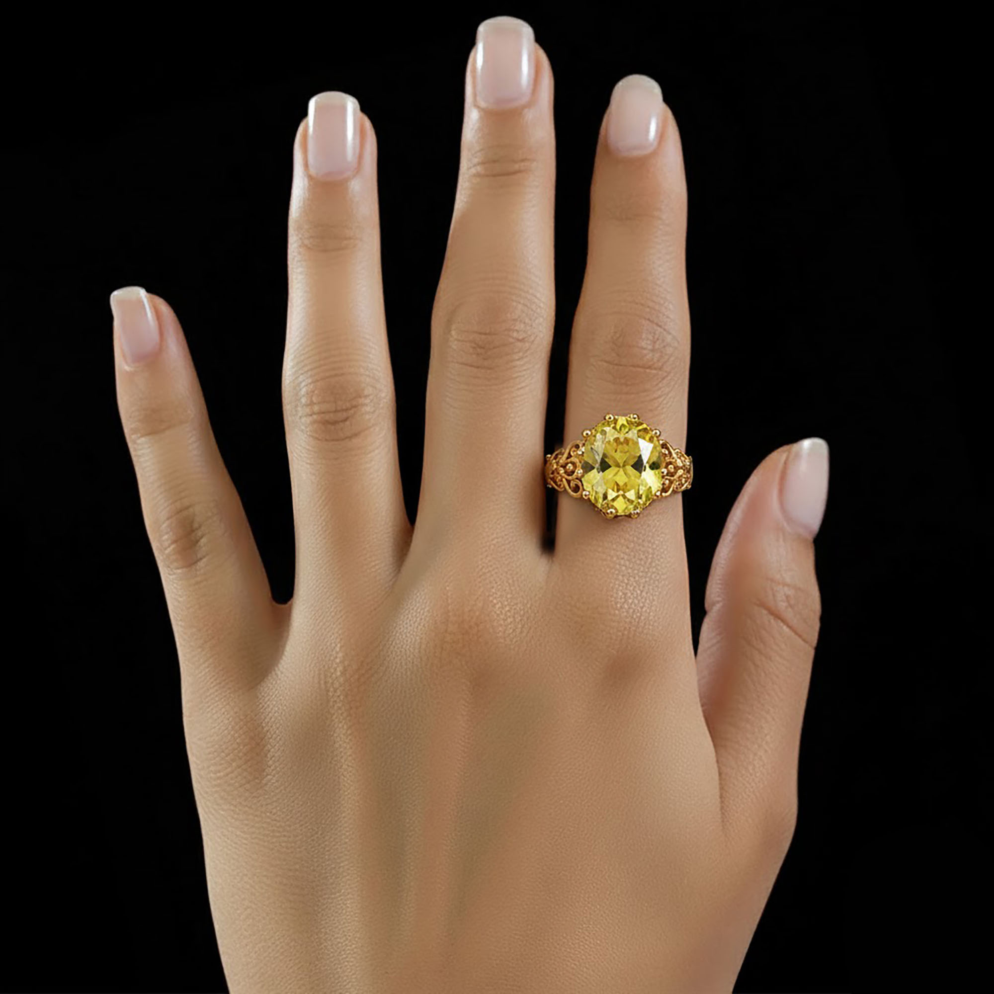 Gemstone ring Oval Cut stone in 22K Yellow Gold thumbnail