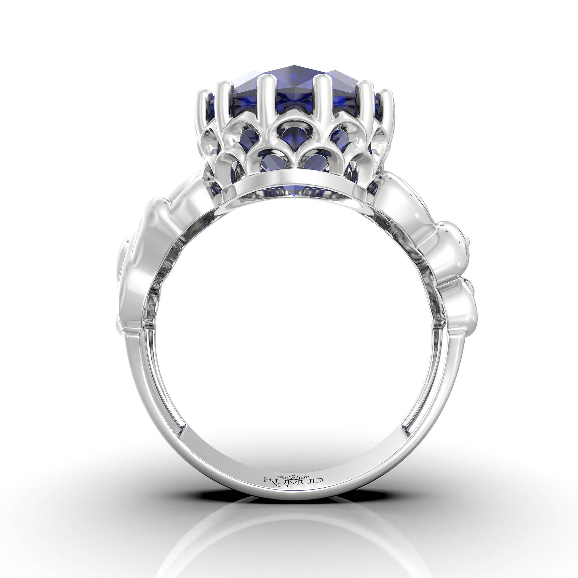 Blue Sapphire (Neelam) Ring for Women in 925 Sterling Silver – Oval 13x10 mm, Prong Setting, 2.4 g (Design KA-9) thumbnail