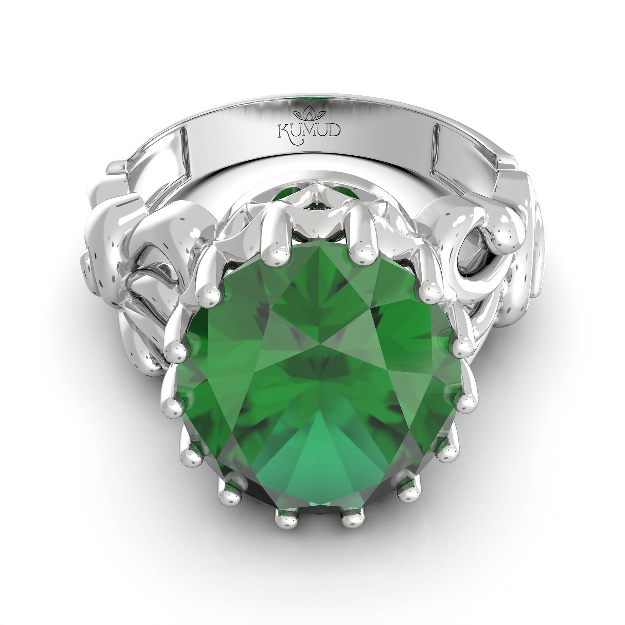 Emerald (Panna) Ring for Women in 925 Sterling Silver – Oval 13x10 mm, Prong Setting, 2.4 g (Design KA-9) thumbnail