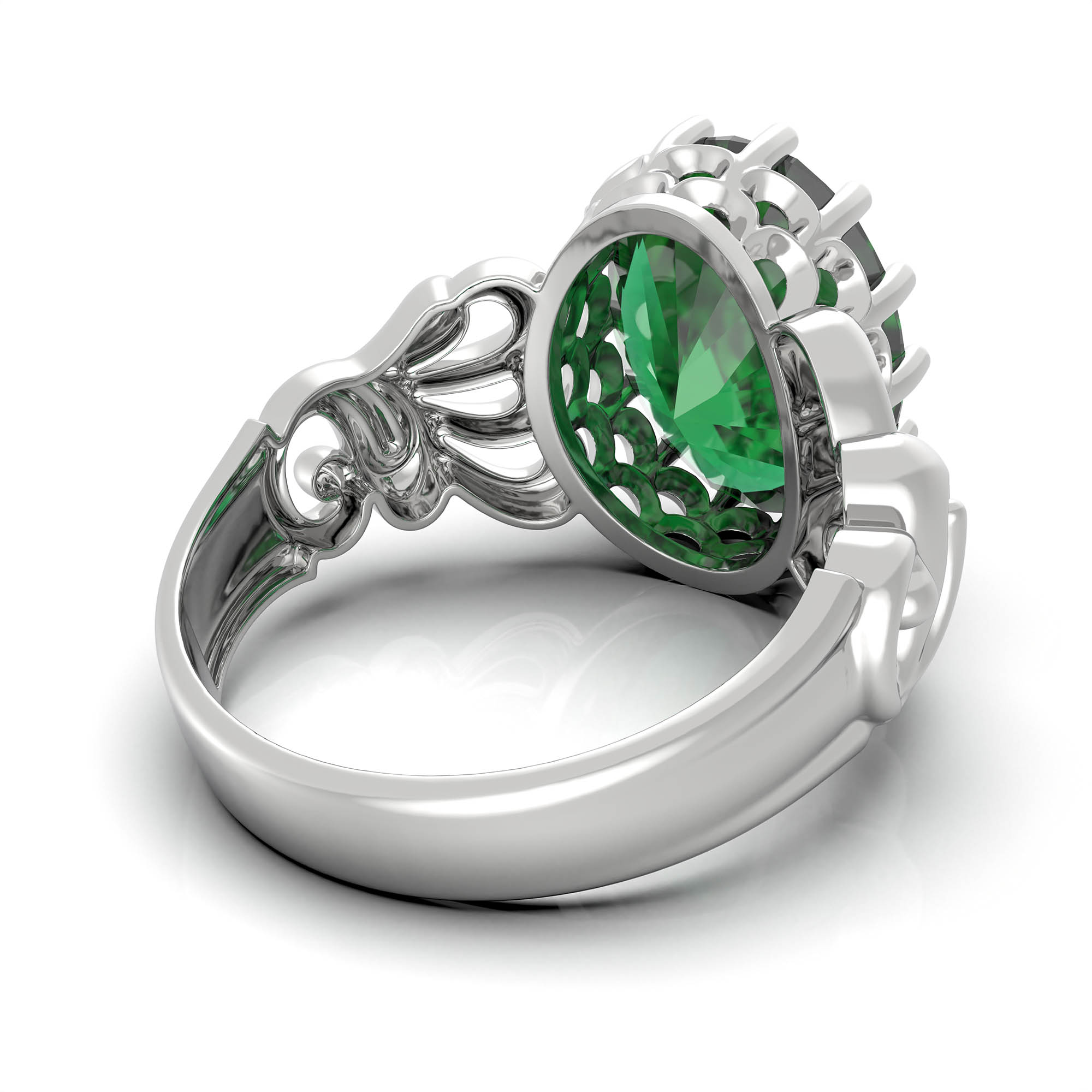 Emerald (Panna) Ring for Women in 925 Sterling Silver – Oval 13x10 mm, Prong Setting, 2.4 g (Design KA-9) thumbnail