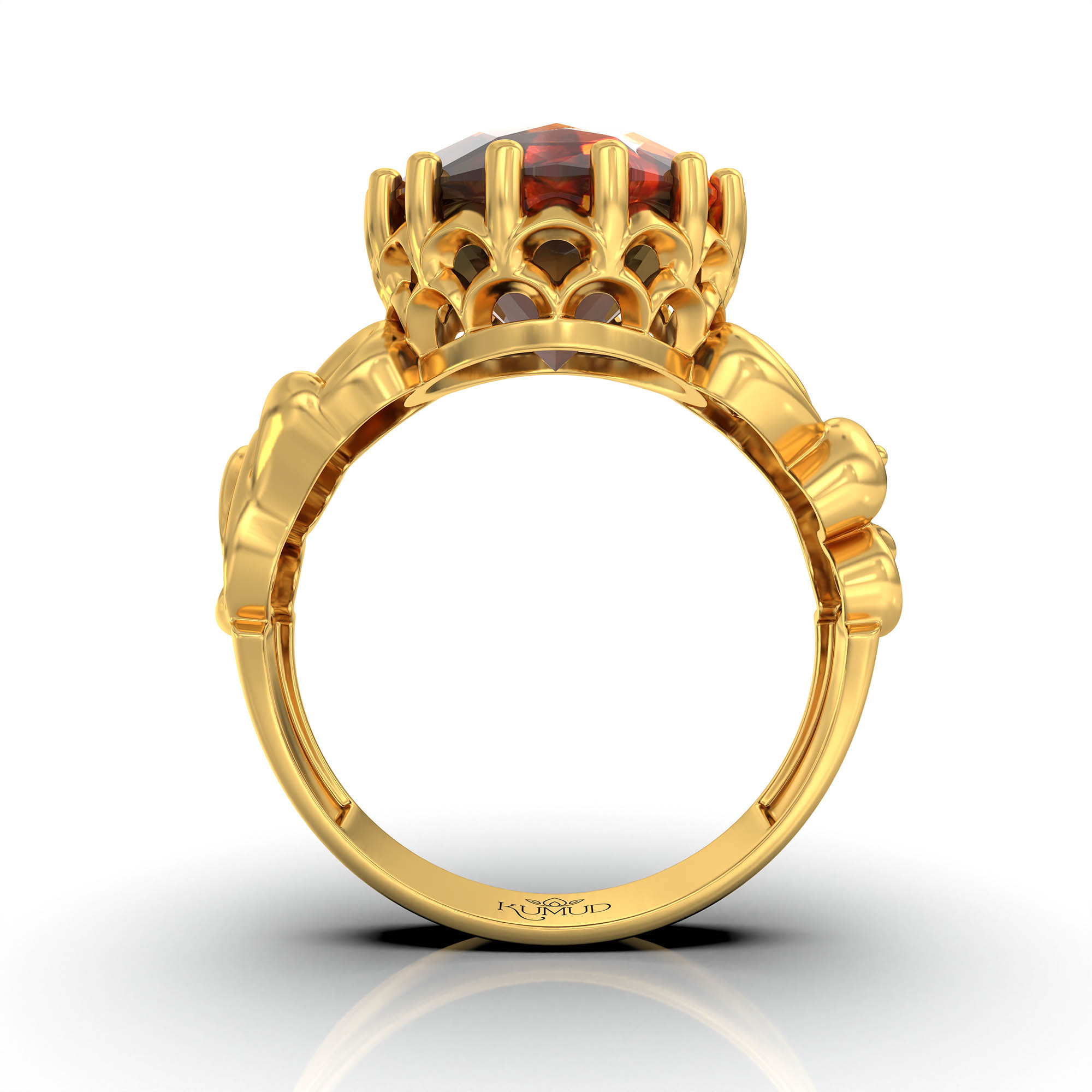 Hessonite (Gomed) Antique Ring for Women in 22K Yellow Gold – Oval 13x10 mm, Prong Setting, 4 g (Design KA-9) thumbnail