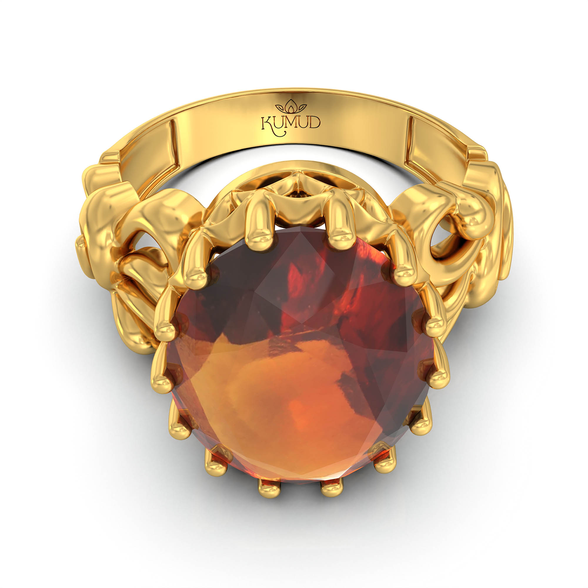 Hessonite (Gomed) Antique Ring for Women in 22K Yellow Gold – Oval 13x10 mm, Prong Setting, 4 g (Design KA-9) thumbnail