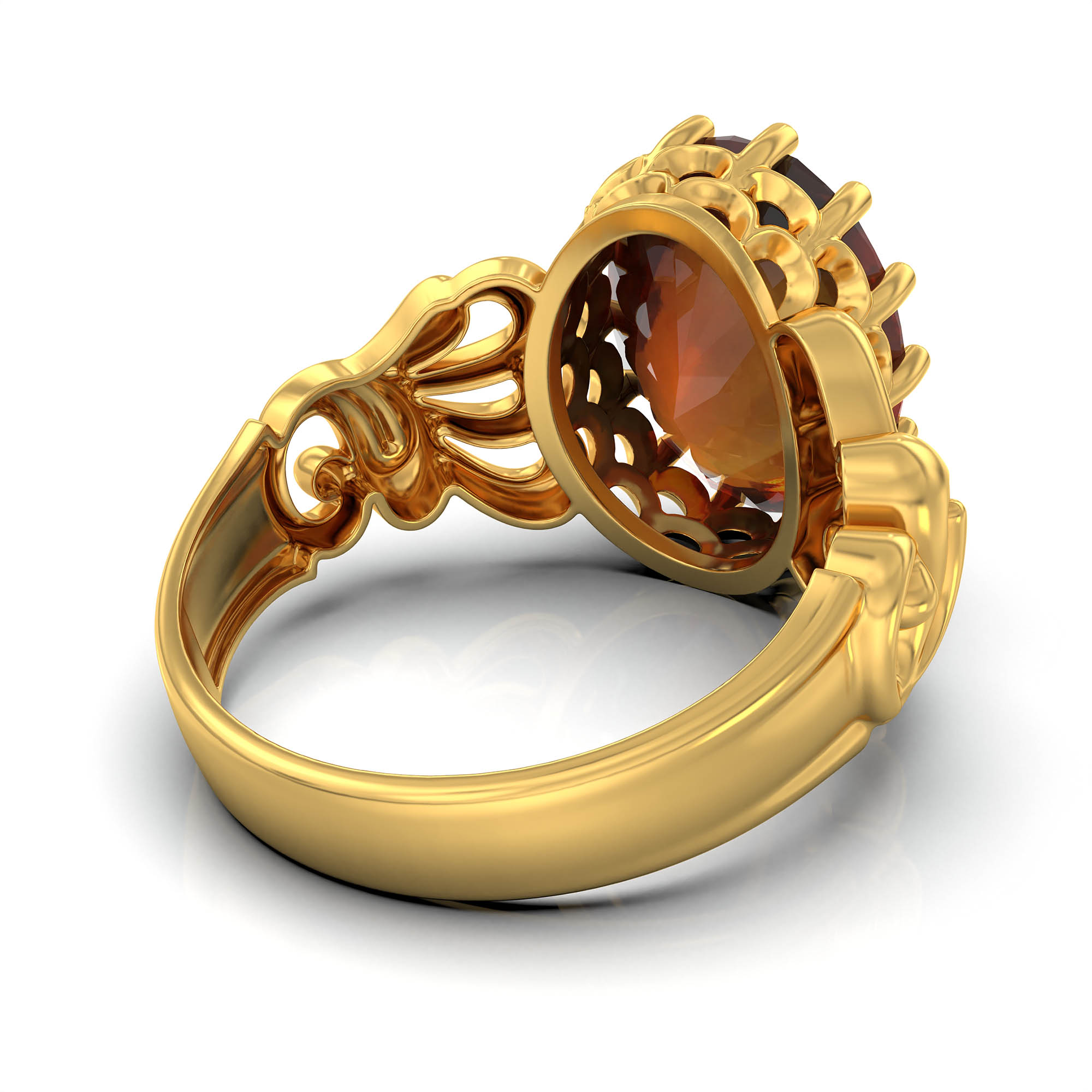 Hessonite (Gomed) Antique Ring for Women in 22K Yellow Gold – Oval 13x10 mm, Prong Setting, 4 g (Design KA-9) thumbnail