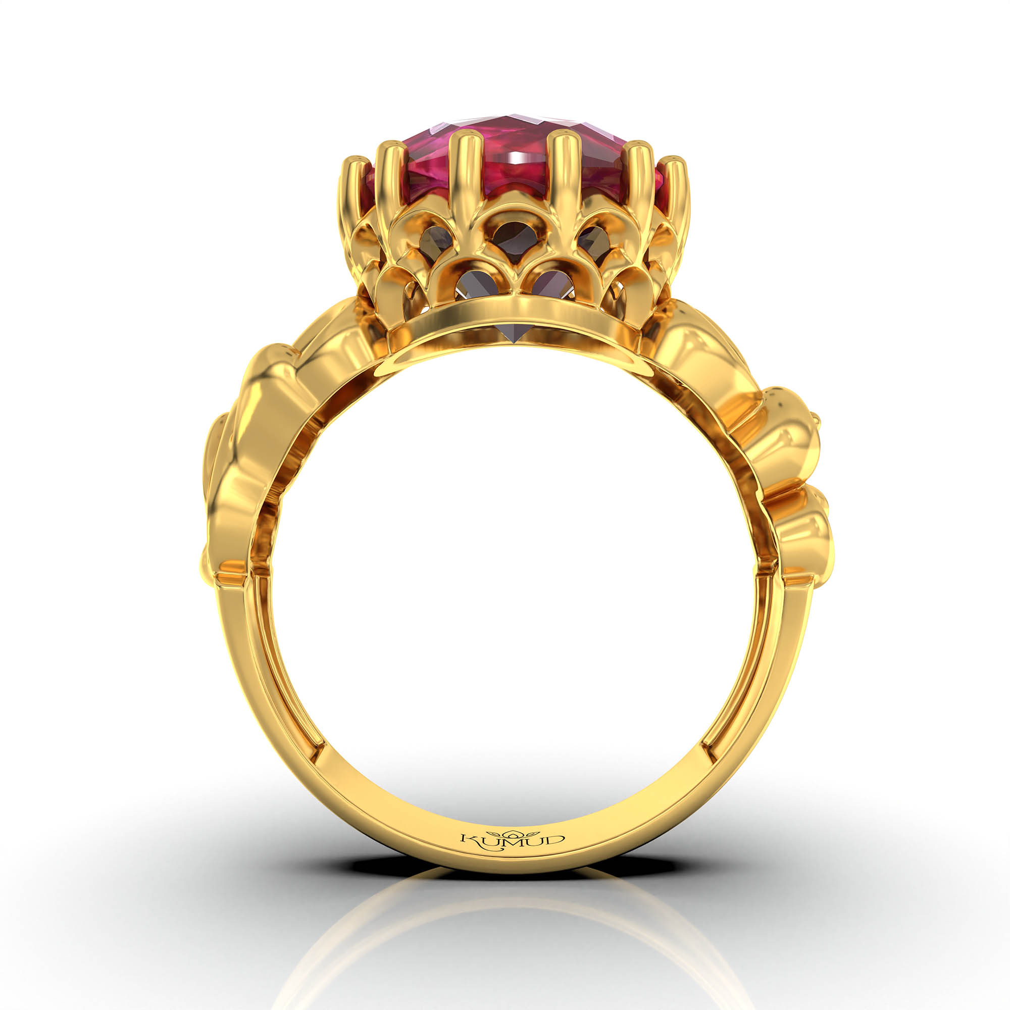 Ruby (Manik) Antique Ring for Women in 22K Yellow Gold – Oval 13x10 mm, Prong Setting, 4 g (Design KA-9) thumbnail