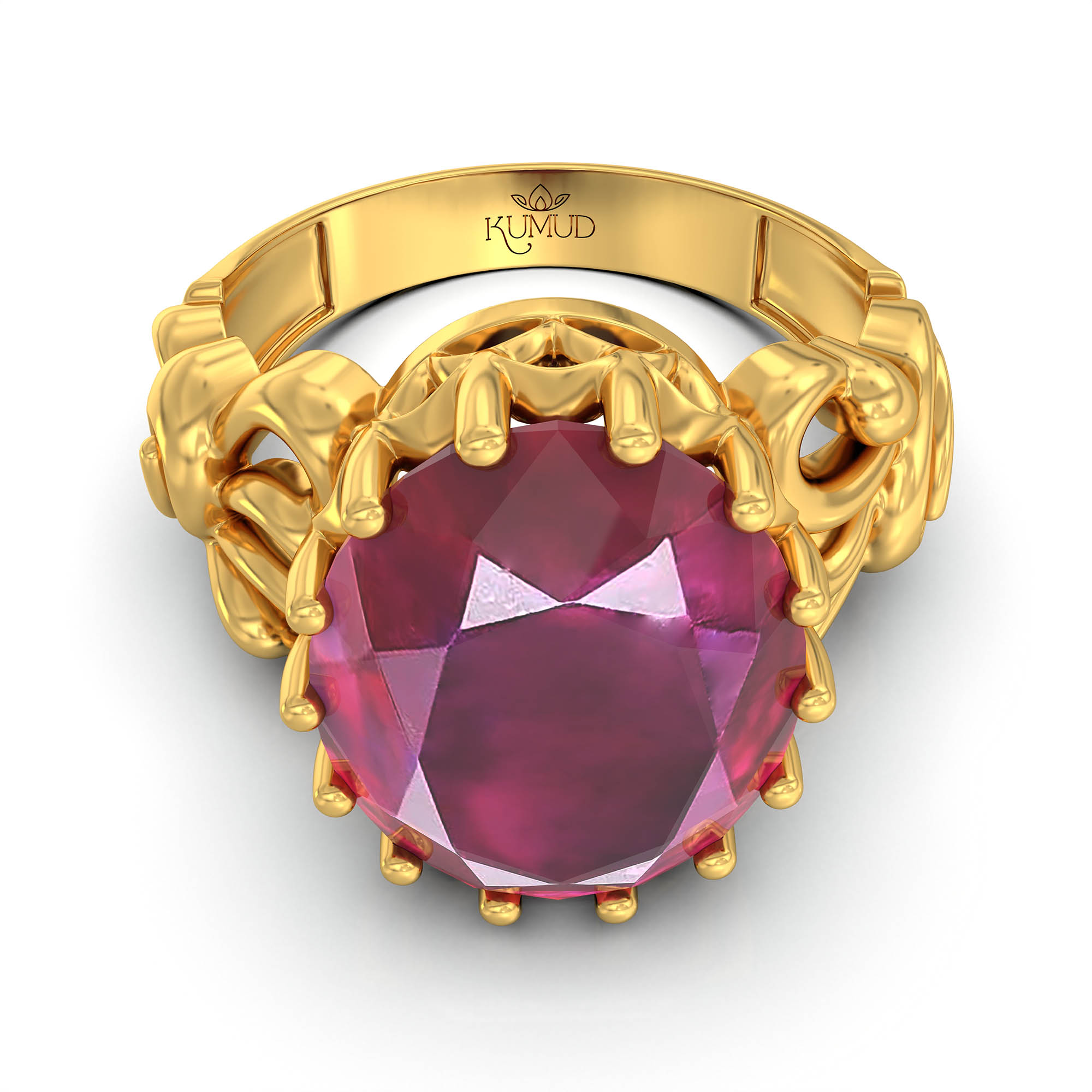 Ruby (Manik) Antique Ring for Women in 22K Yellow Gold – Oval 13x10 mm, Prong Setting, 4 g (Design KA-9) thumbnail