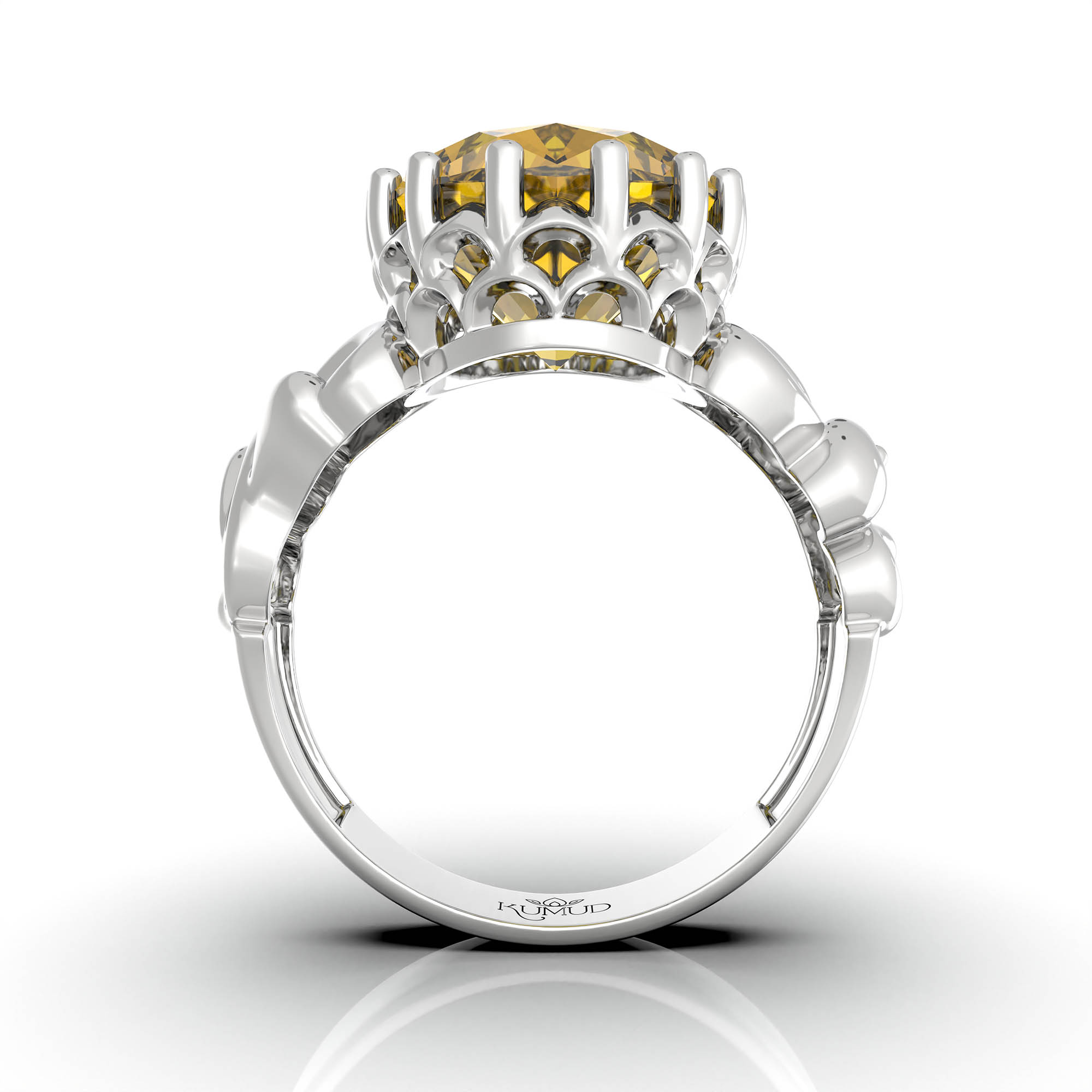Yellow Sapphire (Pukhraj) Ring for Women in 925 Sterling Silver – Oval 13x10 mm, Prong Setting, 2.4 g (Design KA-9) thumbnail
