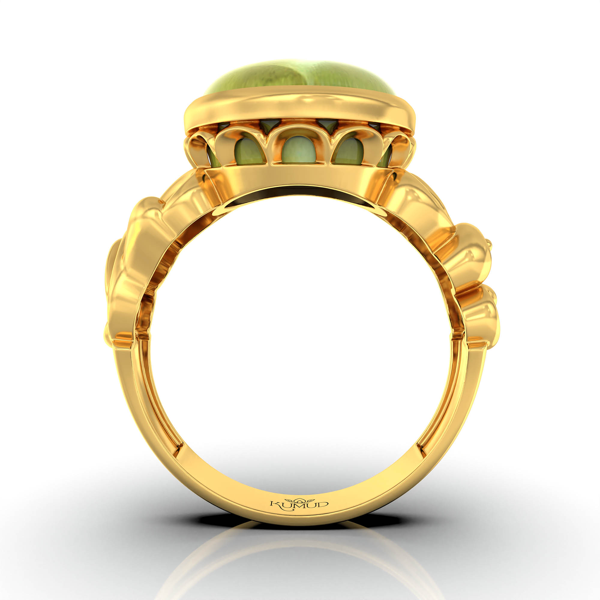 Cat's Eye (Lehsunia) Antique Ring for Women in 22K Yellow Gold – Oval Cabochon 13x10 mm, Bezel Setting, 4 g (Design KA-9) thumbnail